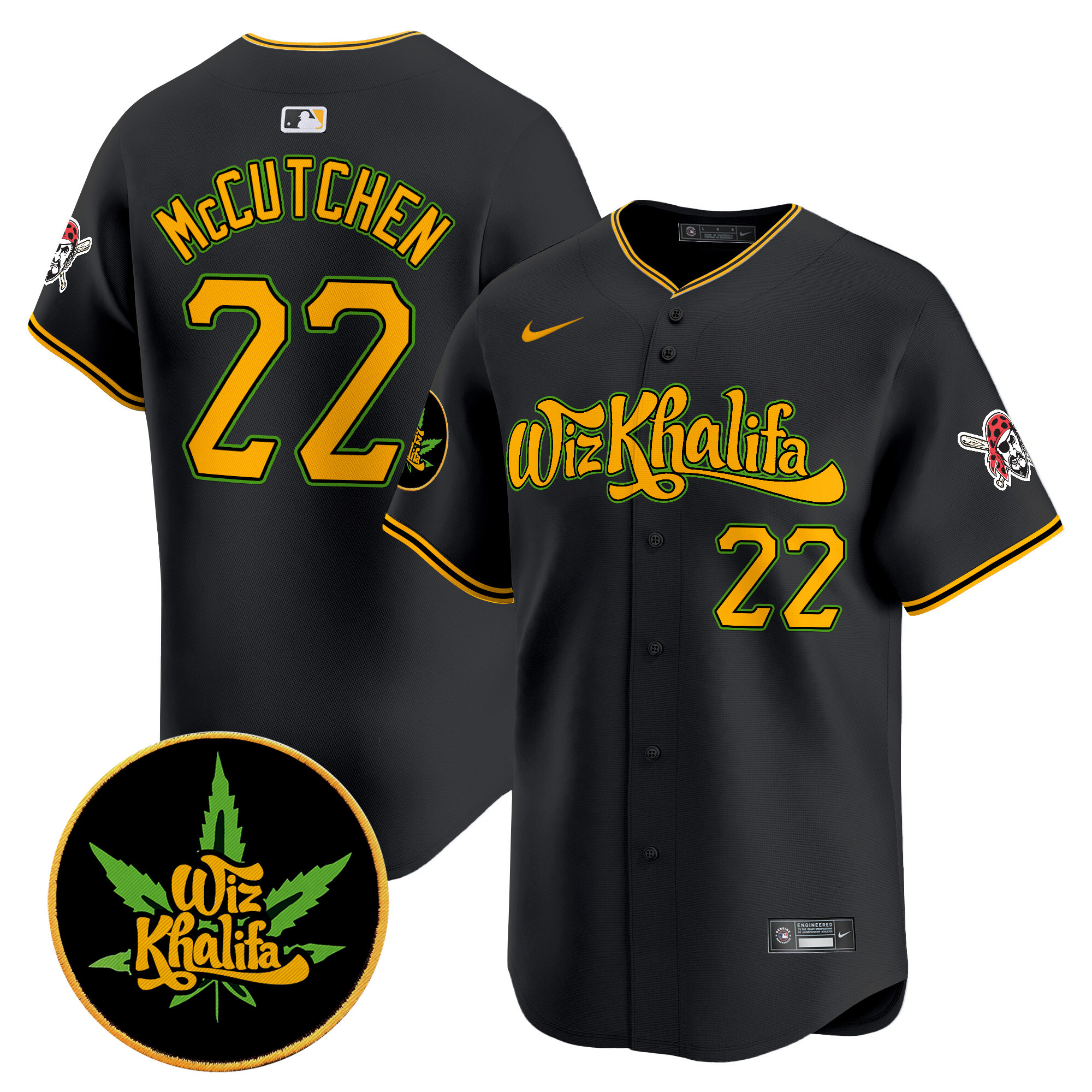Men's Andrew McCutchen Pittsburgh Pirates Wiz Khalifa Vapor Premier Limited Black Jersey - All Stitched