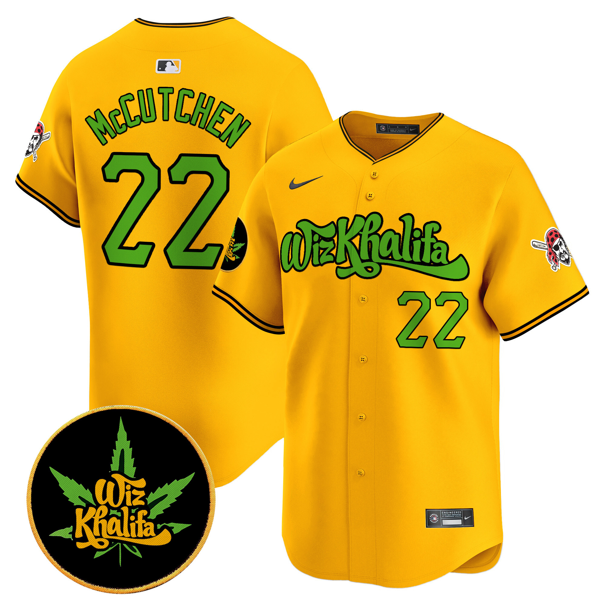 Men's Andrew McCutchen Pittsburgh Pirates Wiz Khalifa Vapor Premier Limited Gold Jersey - All Stitched