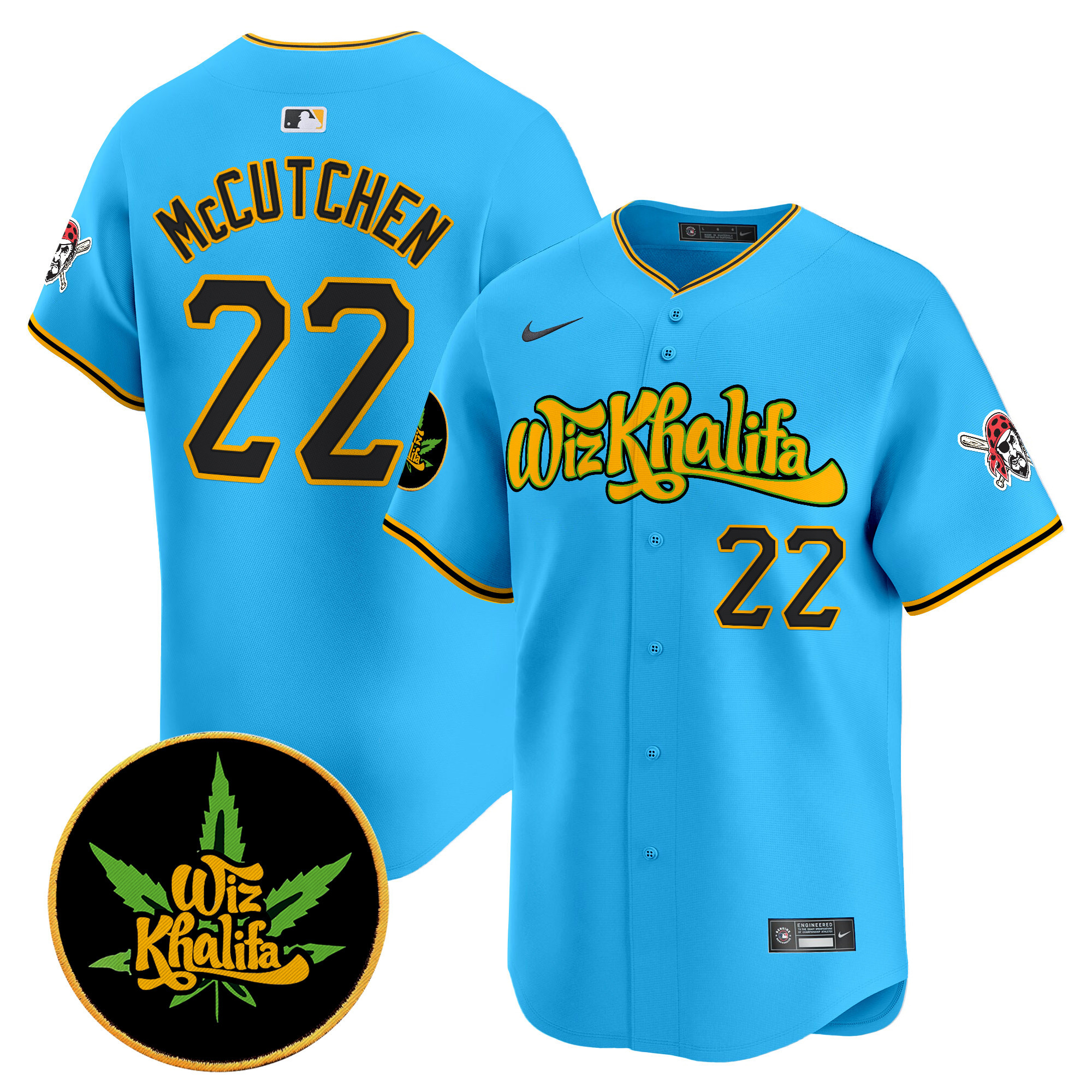 Men's Andrew McCutchen Pittsburgh Pirates Wiz Khalifa Vapor Premier Limited Light Blue Jersey - All Stitched