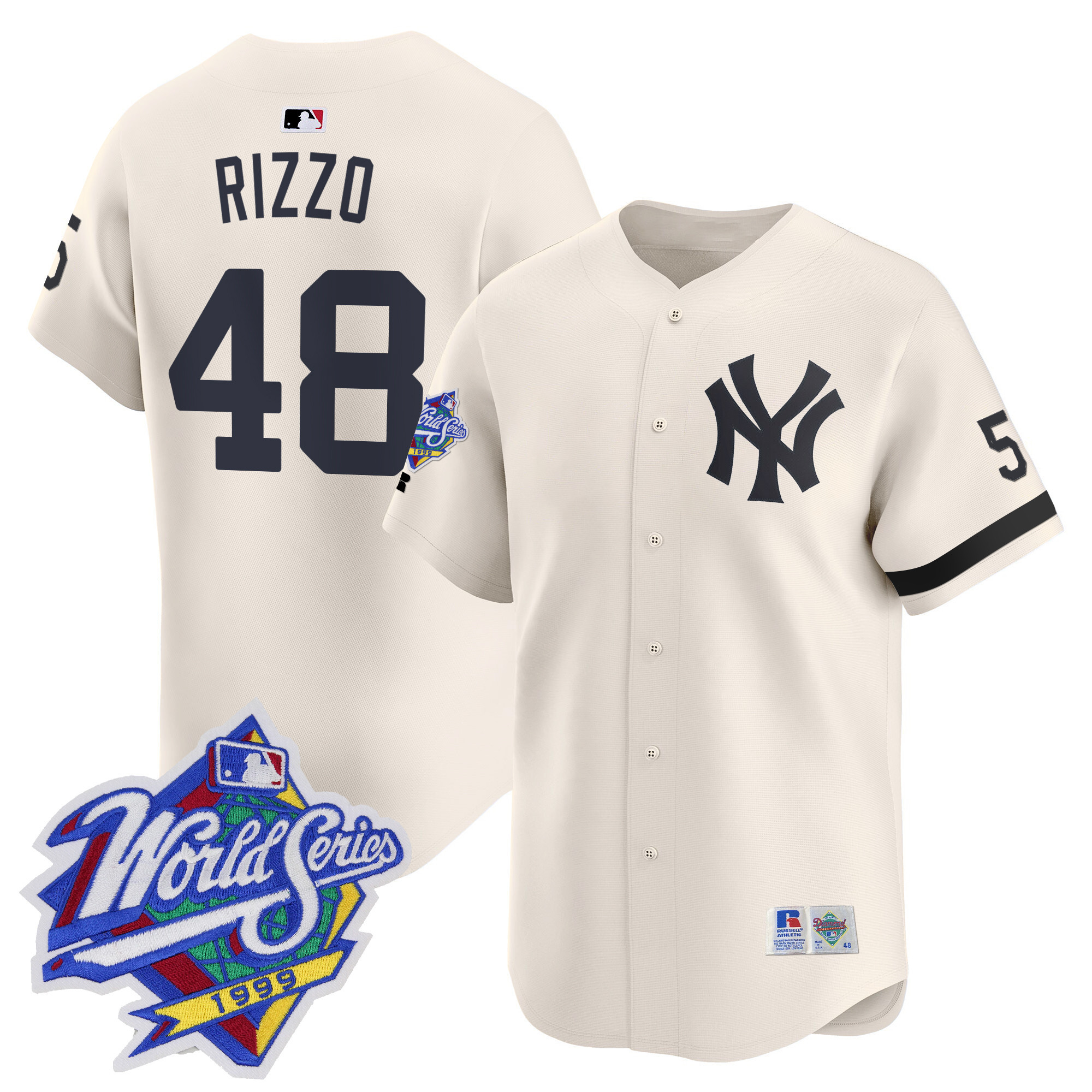 Men's Anthony Rizzo New York Yankees 1999 Throwback Joe DiMaggio Patch Vapor Premier Limited Cream Jersey - All Stitched