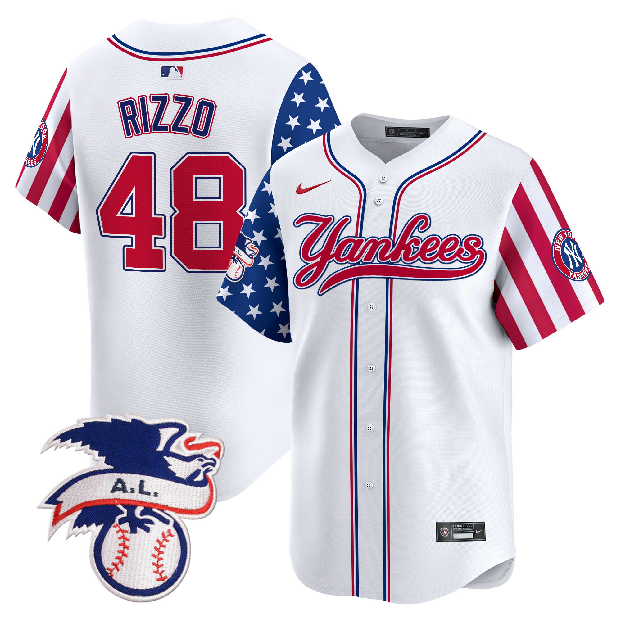 Men's Anthony Rizzo New York Yankees 2024 Fourth of July Vapor Premier Limited White Jersey V7 - All Stitched