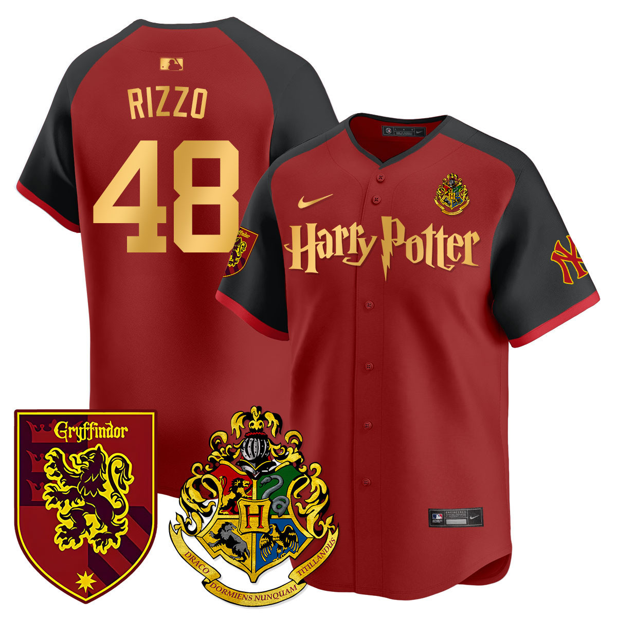 Men's Anthony Rizzo New York Yankees 2024 Harry Potter Vapor Premier Limited Griffindor Jersey - Printed