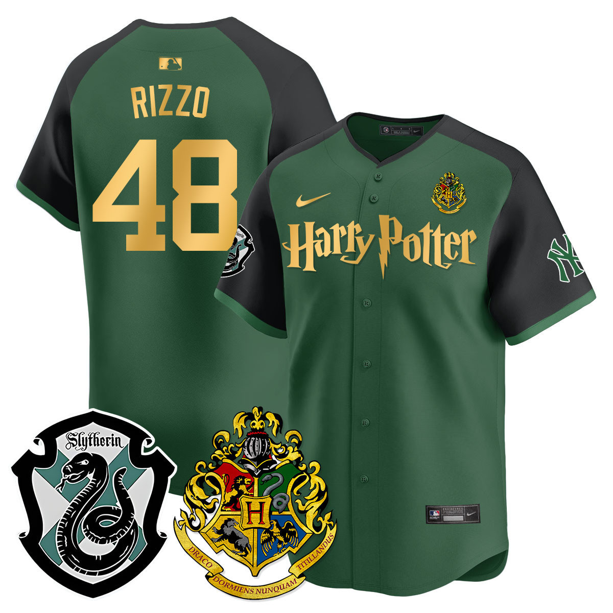 Men's Anthony Rizzo New York Yankees 2024 Harry Potter Vapor Premier Limited Slytherin Jersey - Printed