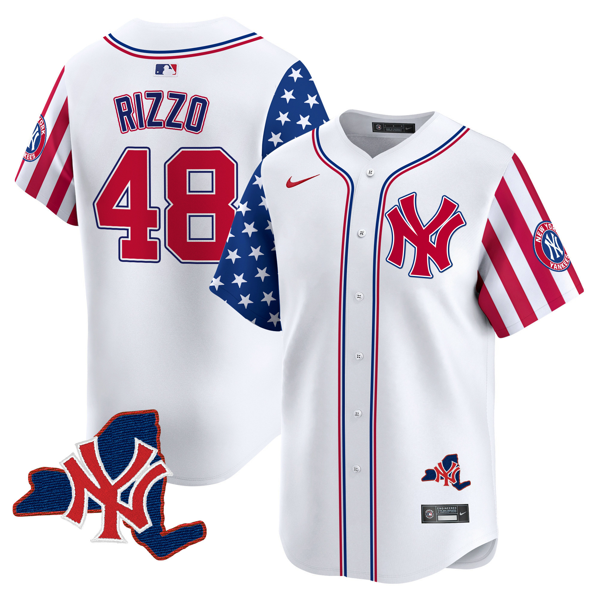 Men's Anthony Rizzo New York Yankees 2024 Independence Day Vapor Premier Limited White Jersey V2 - All Stitched