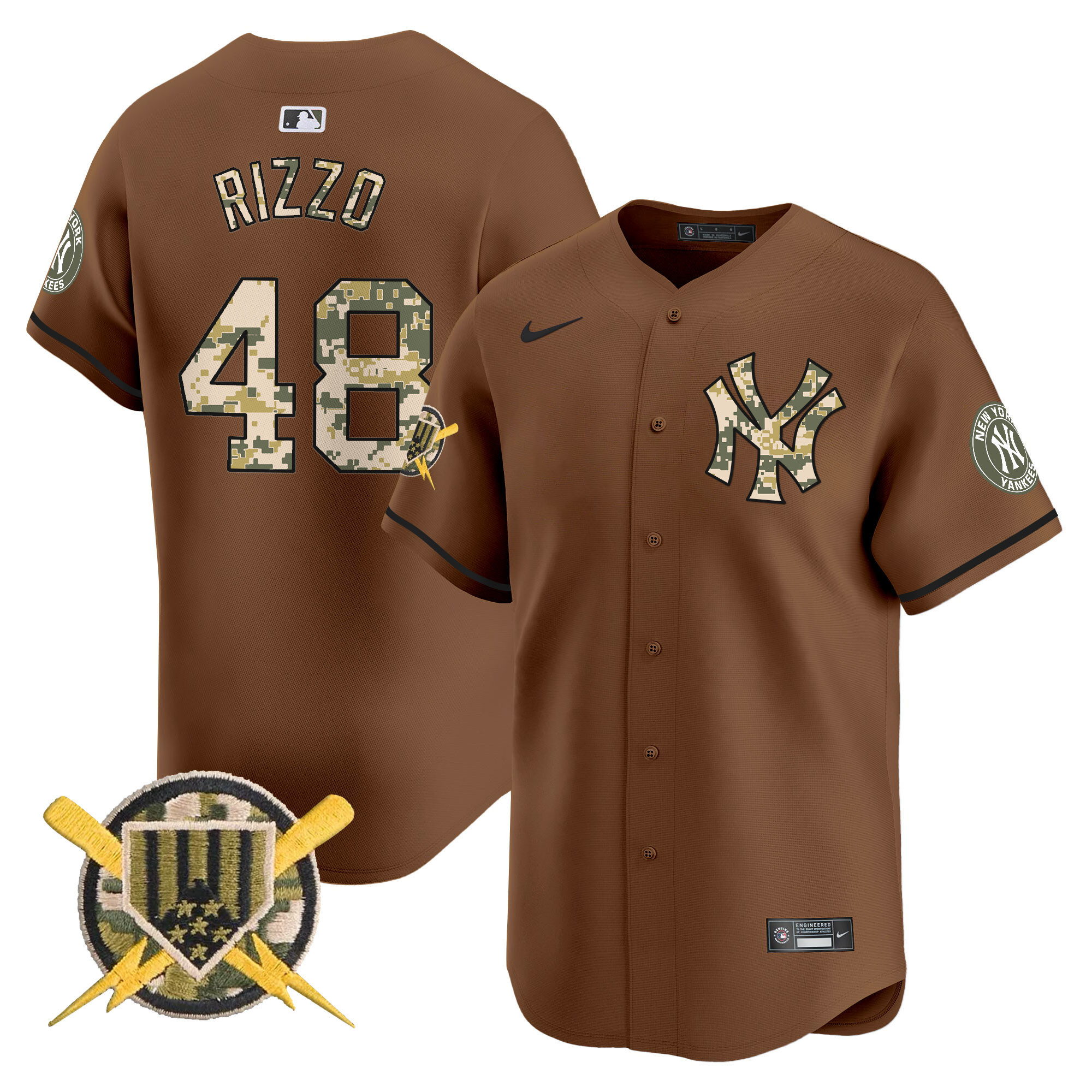 Men's Anthony Rizzo New York Yankees Armed Forces Day Vapor Premier Limited Brown Jersey - All Stitched