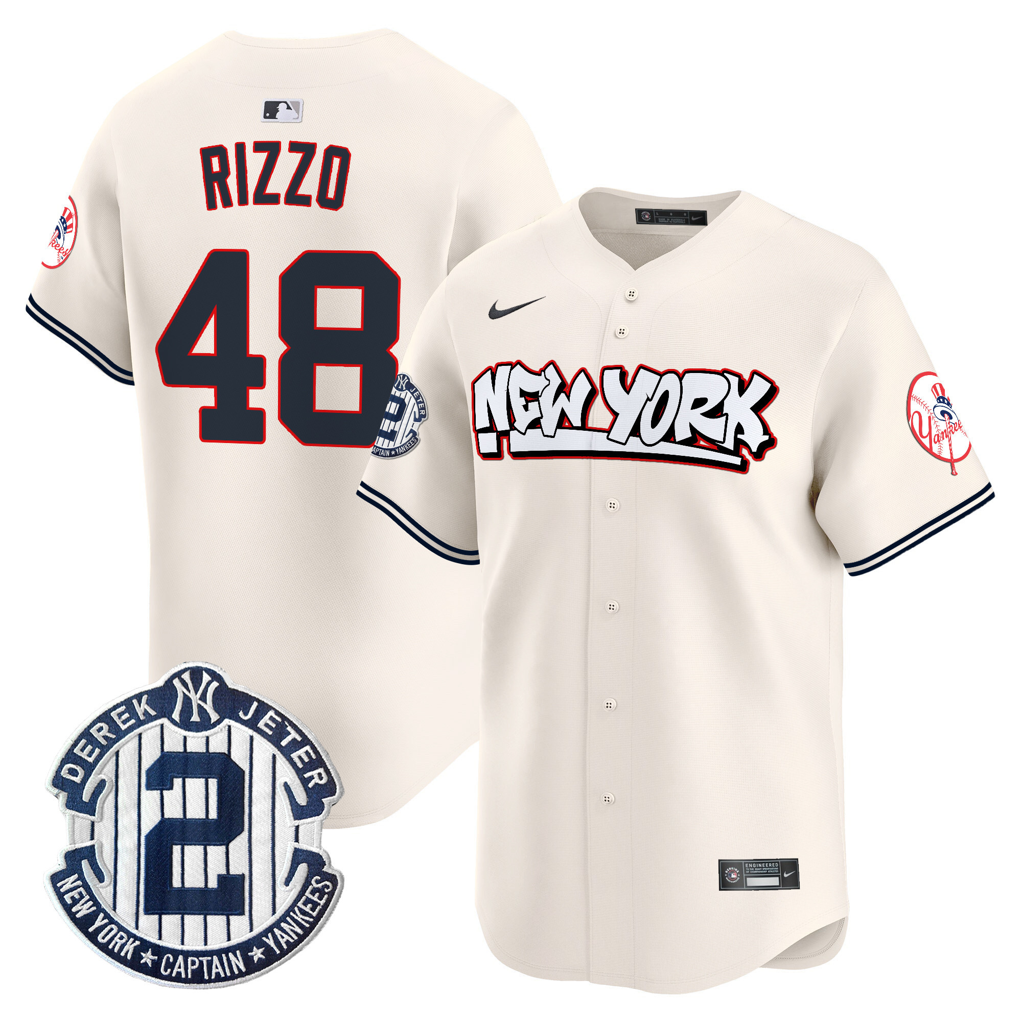 Men's Anthony Rizzo New York Yankees Graffiti Vapor Premier Limited Cream Jersey V2 - All Stitched