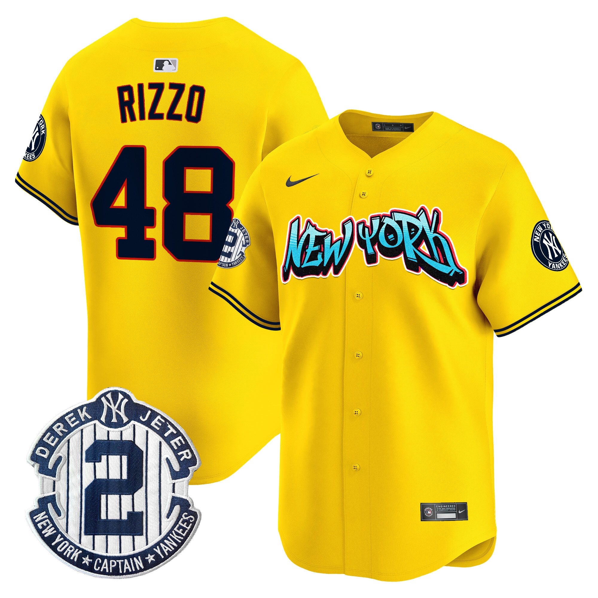 Men's Anthony Rizzo New York Yankees Graffiti Vapor Premier Limited Gold Jersey - All Stitched