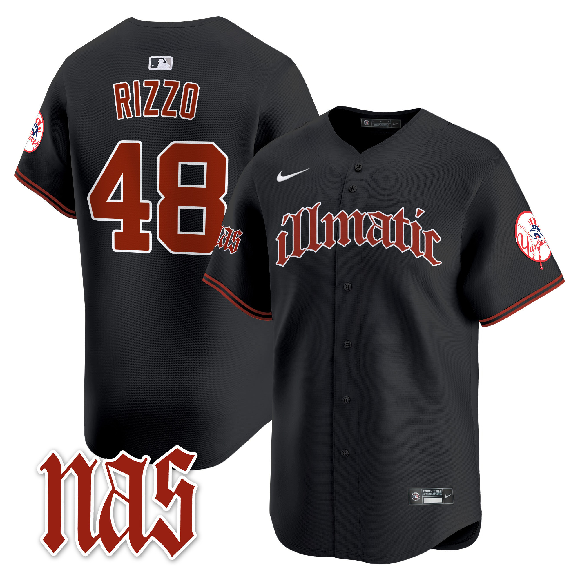 Men's Anthony Rizzo New York Yankees Nas Illmatic Vapor Premier Limited Black Jersey - All Stitched