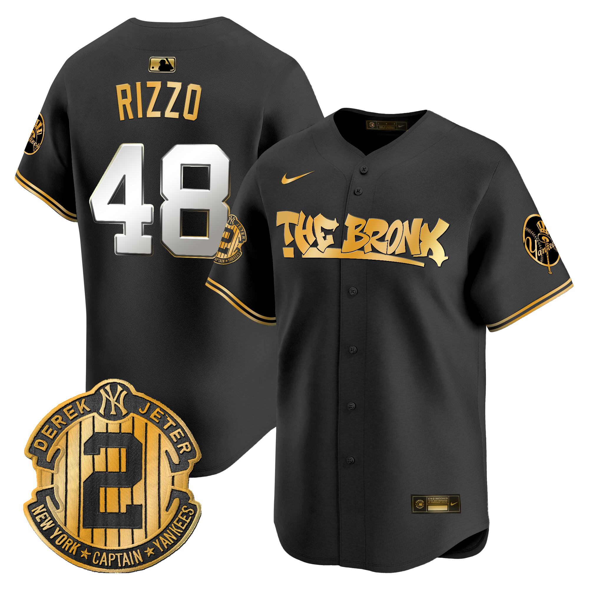 Men's Anthony Rizzo New York Yankees The Bronx Graffiti Vapor Premier Limited Black Gold Jersey V5 - All Stitched