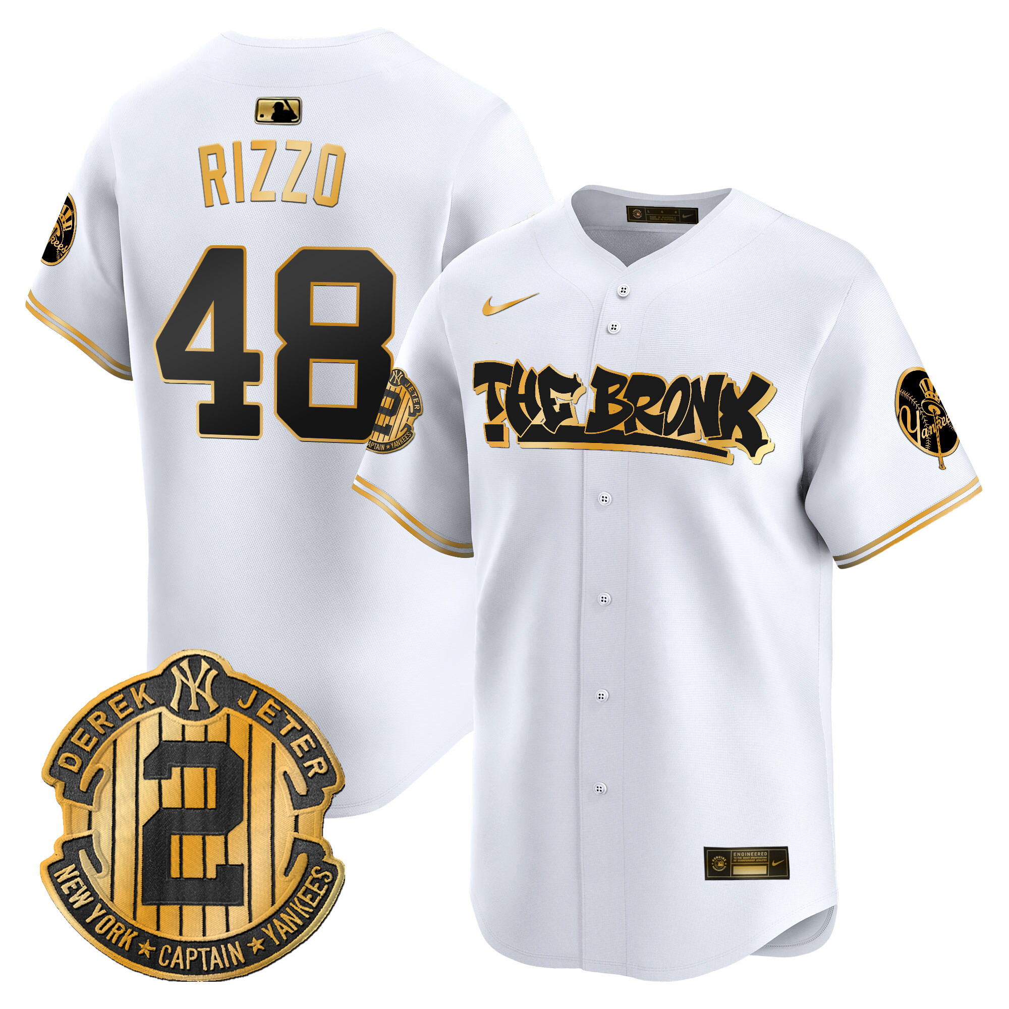 Men's Anthony Rizzo New York Yankees The Bronx Graffiti Vapor Premier Limited White Gold Jersey V5 - All Stitched