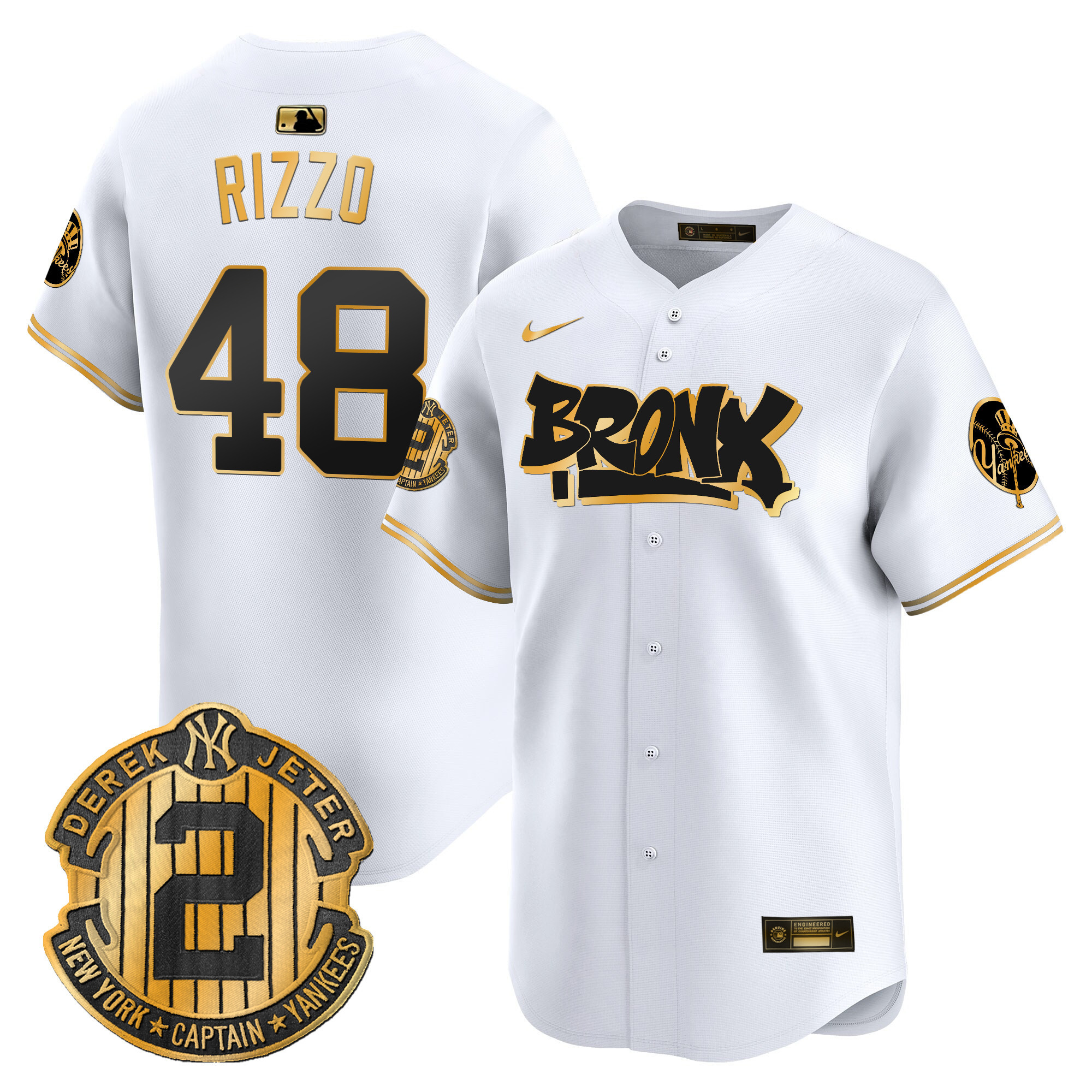 Men's Anthony Rizzo New York Yankees The Bronx Graffiti Vapor Premier Limited White Gold Jersey V6 - All Stitched
