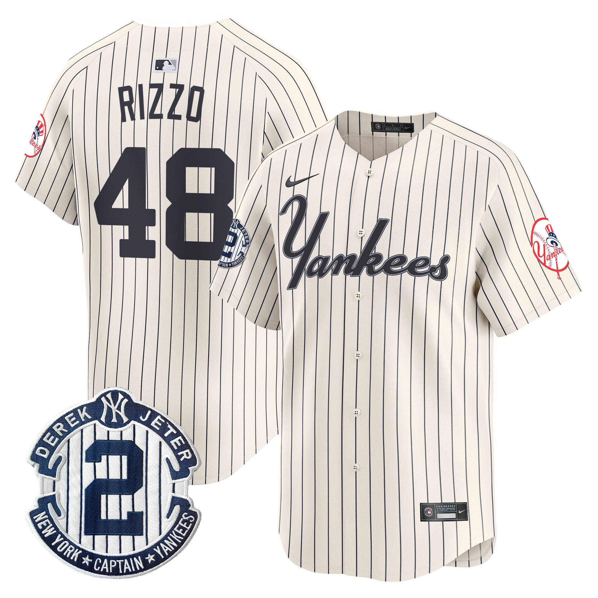 Men's Anthony Rizzo New York Yankees Throwback Vapor Premier Limited Pinstripe Cream Jersey - All Stitched