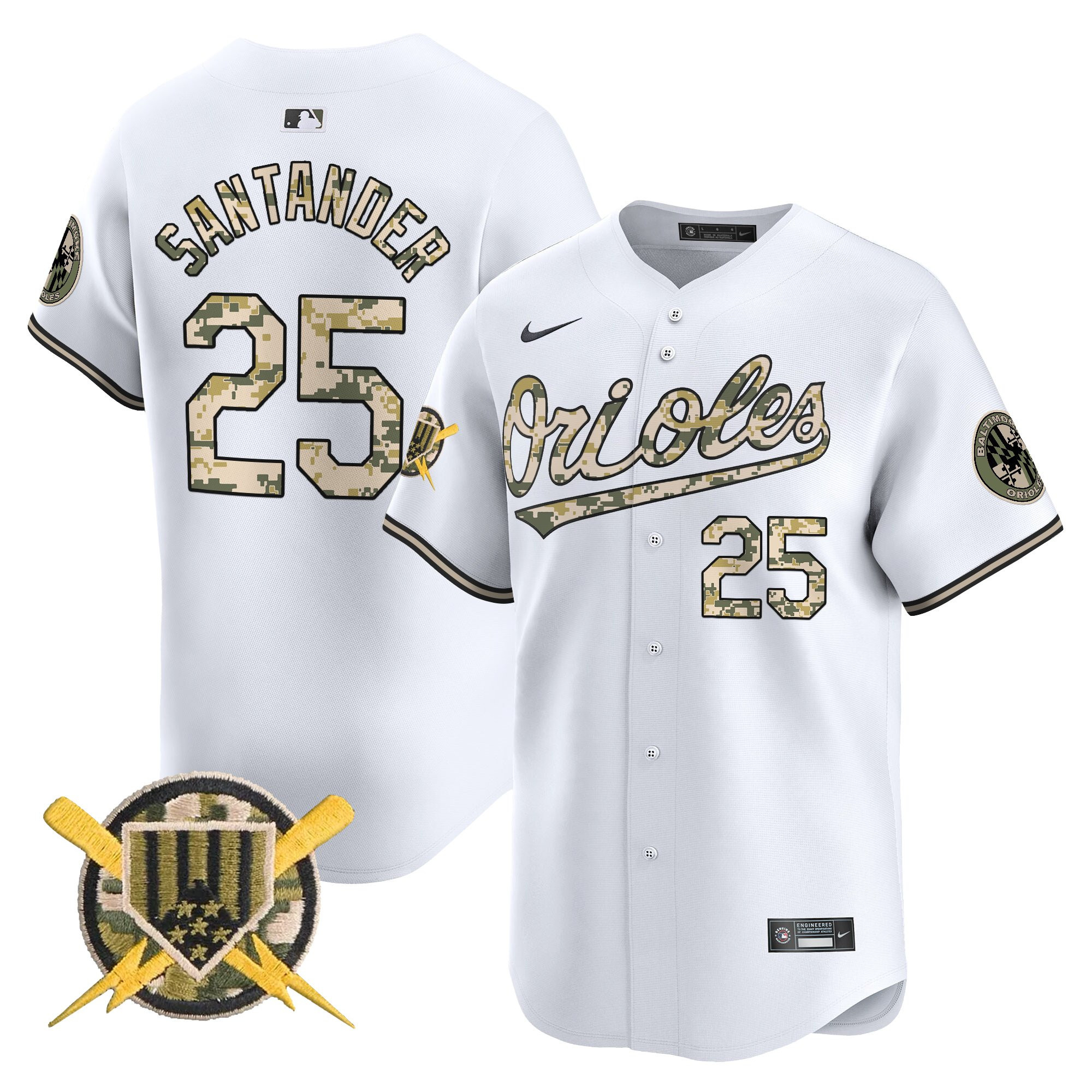 Men's Anthony Santander Baltimore Orioles Armed Forces Day Vapor Premier Limited White Jersey - All Stitched