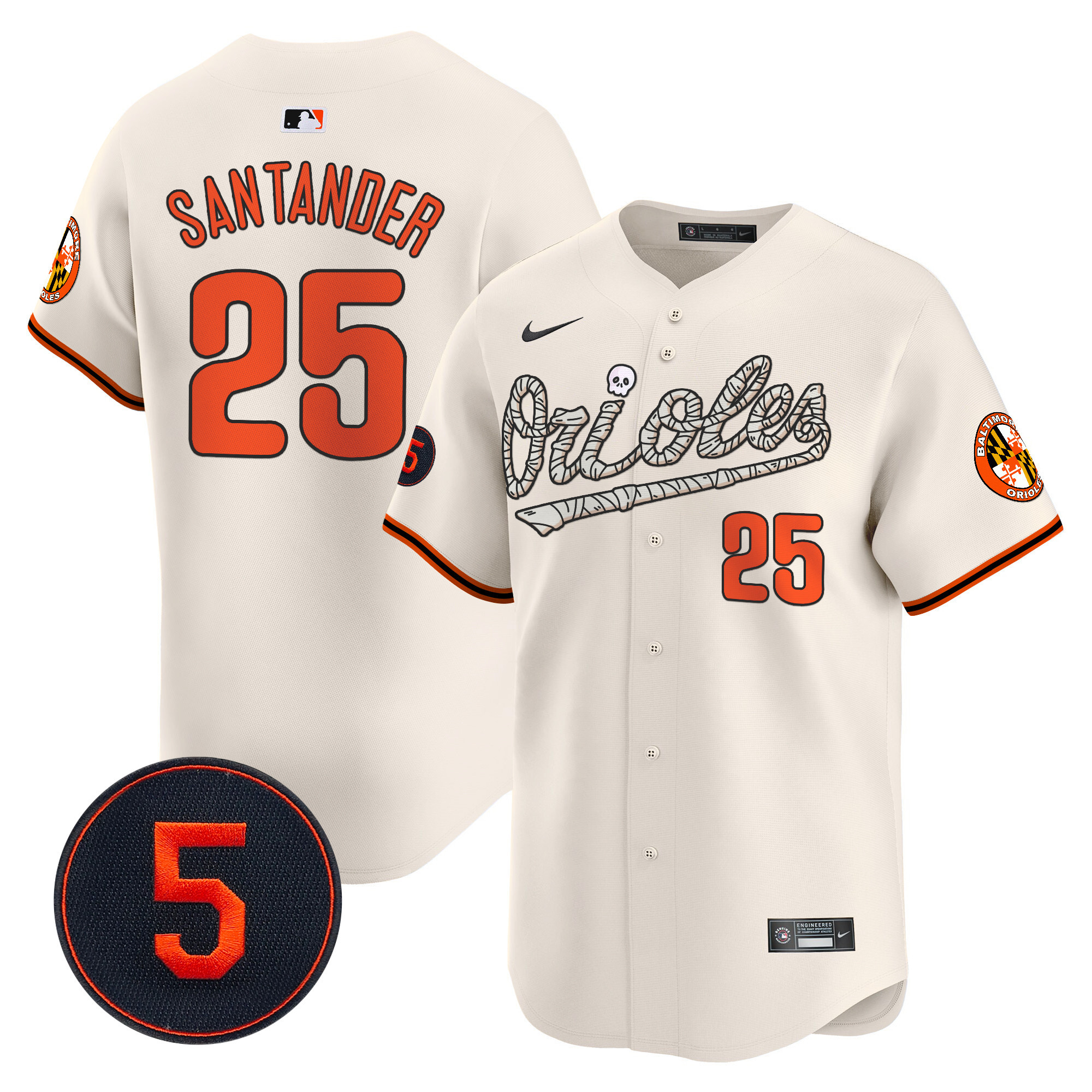 Men's Anthony Santander Baltimore Orioles Halloween Vapor Premier Limited Cream Jersey - All Stitched