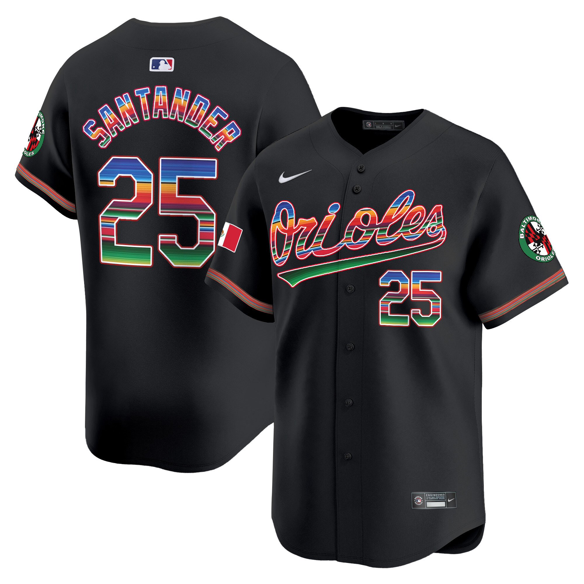 Men's Anthony Santander Baltimore Orioles Mexico Vapor Premier Limited Black Jersey - All Stitched