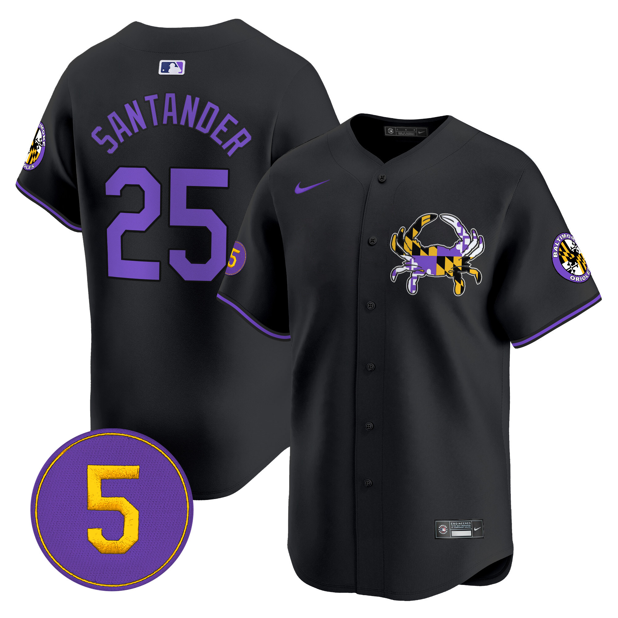 Men's Anthony Santander Baltimore Orioles Purple Vapor Premier Limited Black Jersey - All Stitched