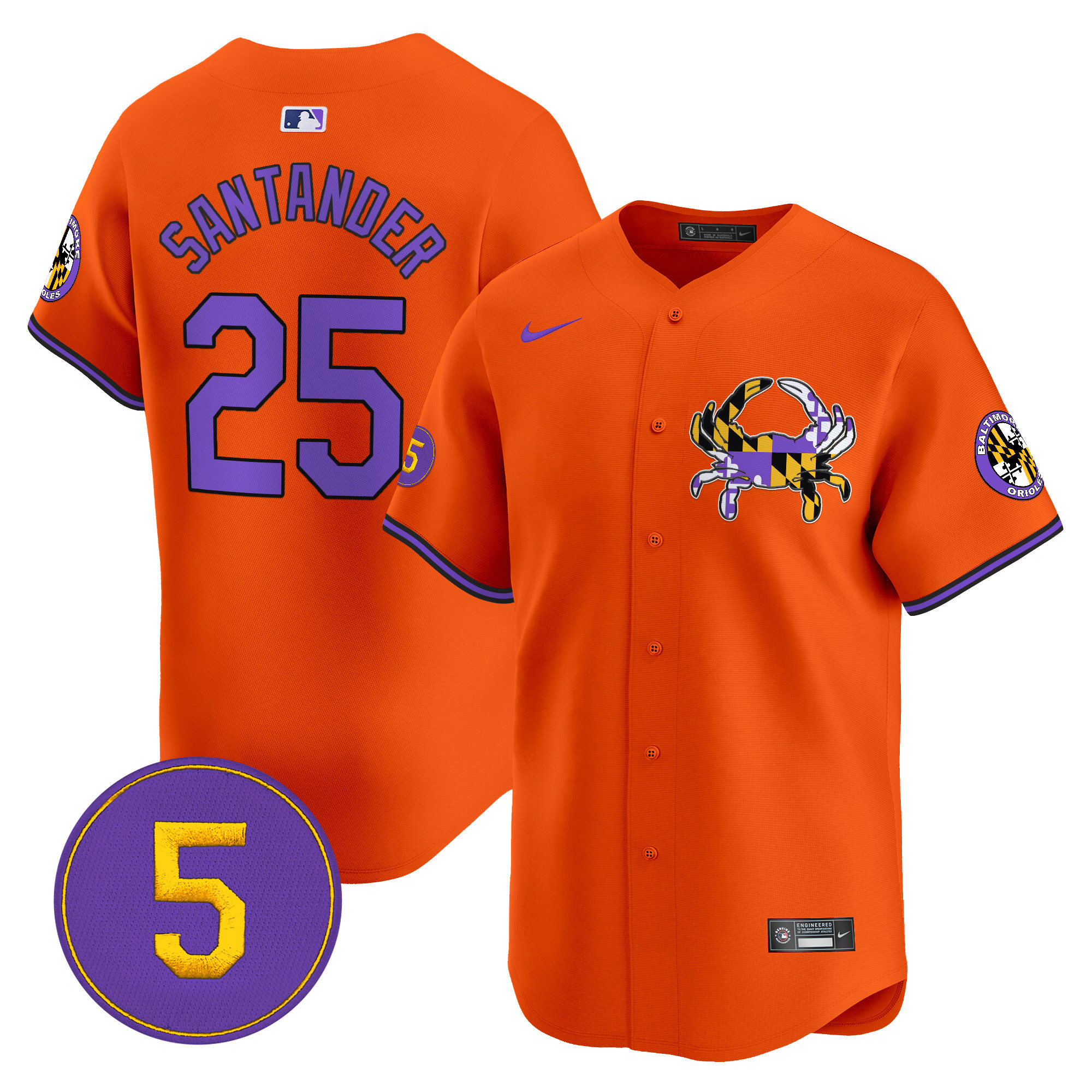 Men's Anthony Santander Baltimore Orioles Purple Vapor Premier Limited Orange Jersey - All Stitched