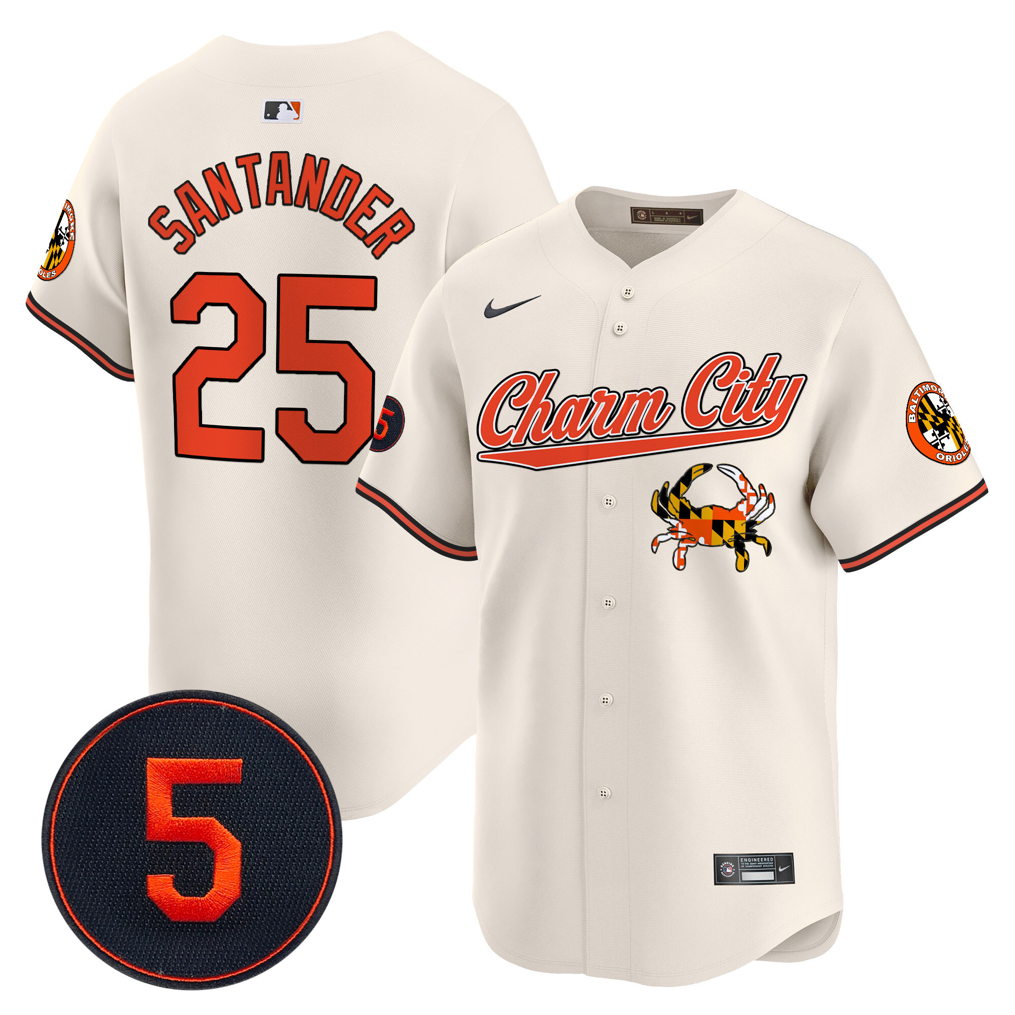 Men's Anthony Santander Baltimore Orioles Robinson Patch Vapor Premier Limited Cream Jersey V8 - All Stitched