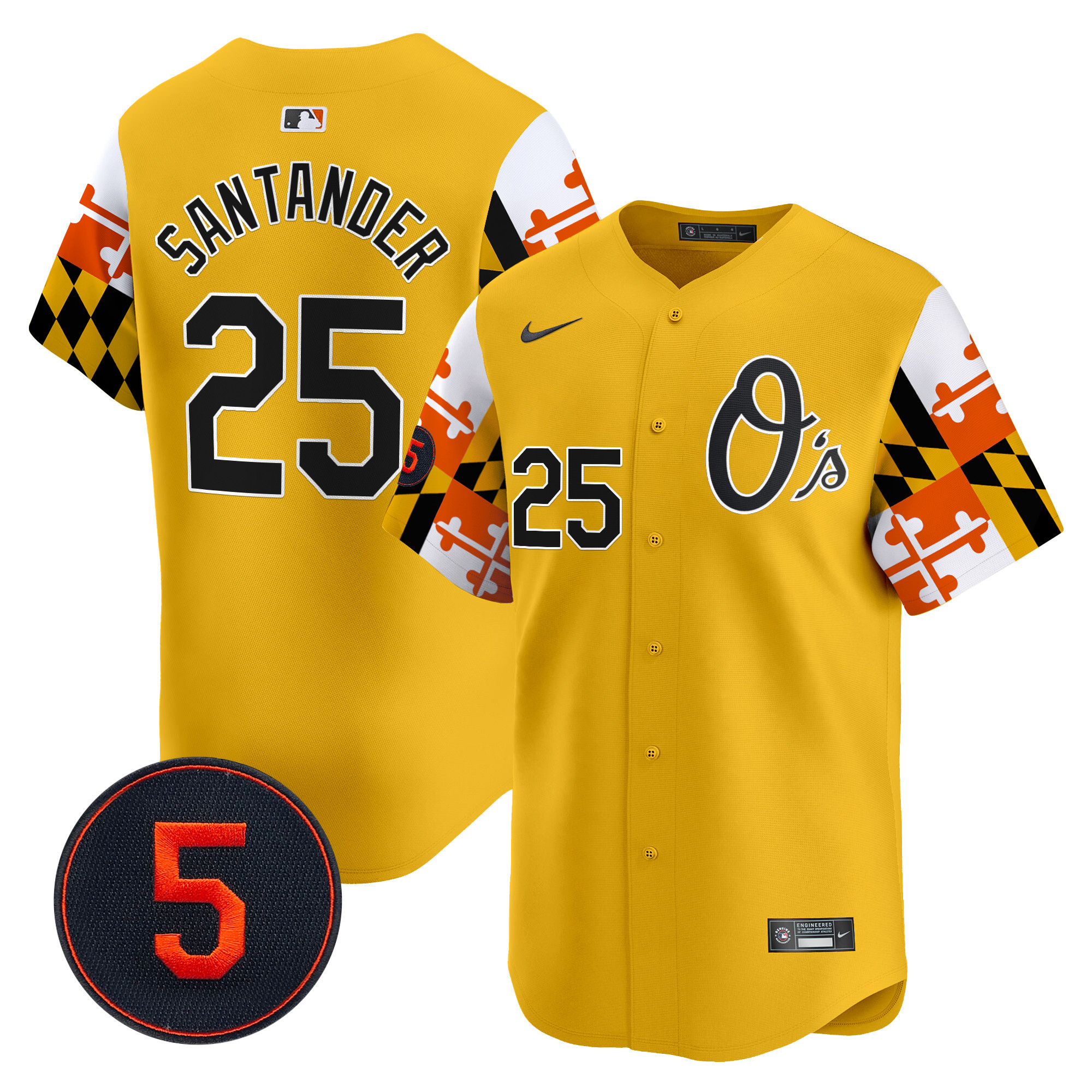 Men's Anthony Santander Baltimore Orioles Robinson Patch Vapor Premier Limited Gold Jersey V5 - All Stitched