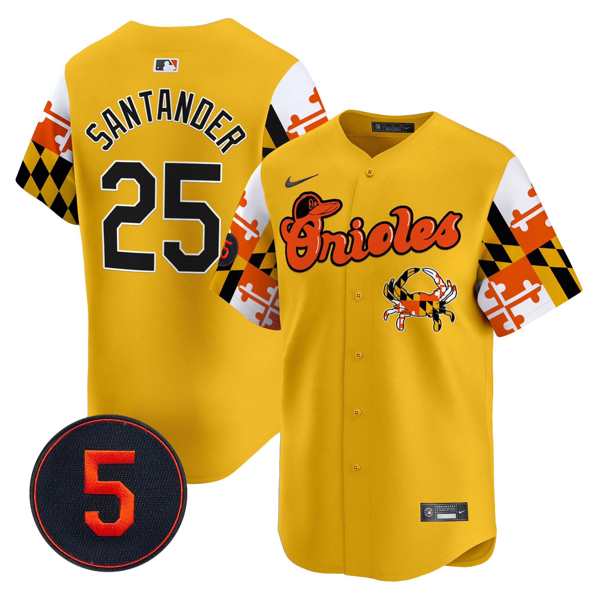 Men's Anthony Santander Baltimore Orioles Robinson Patch Vapor Premier Limited Gold Jersey V7 - All Stitched