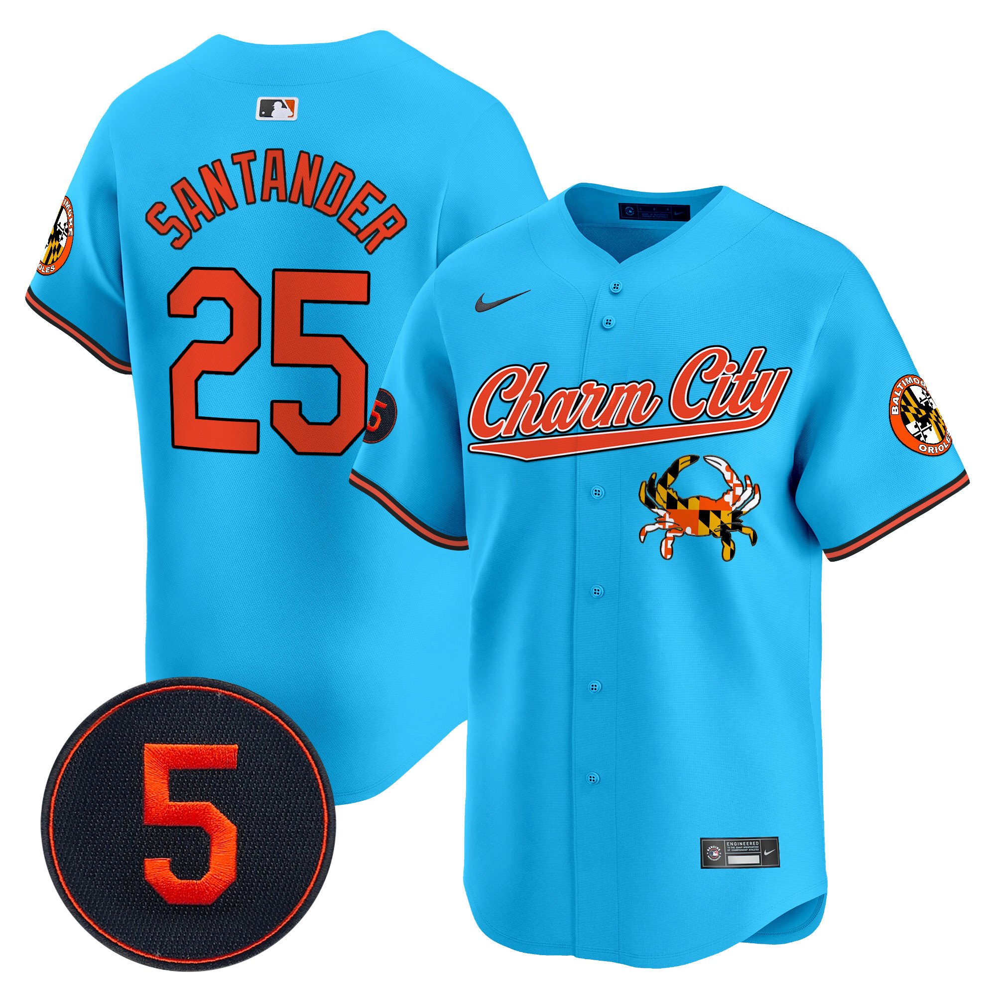Men's Anthony Santander Baltimore Orioles Robinson Patch Vapor Premier Limited Light Blue Jersey V8 - All Stitched