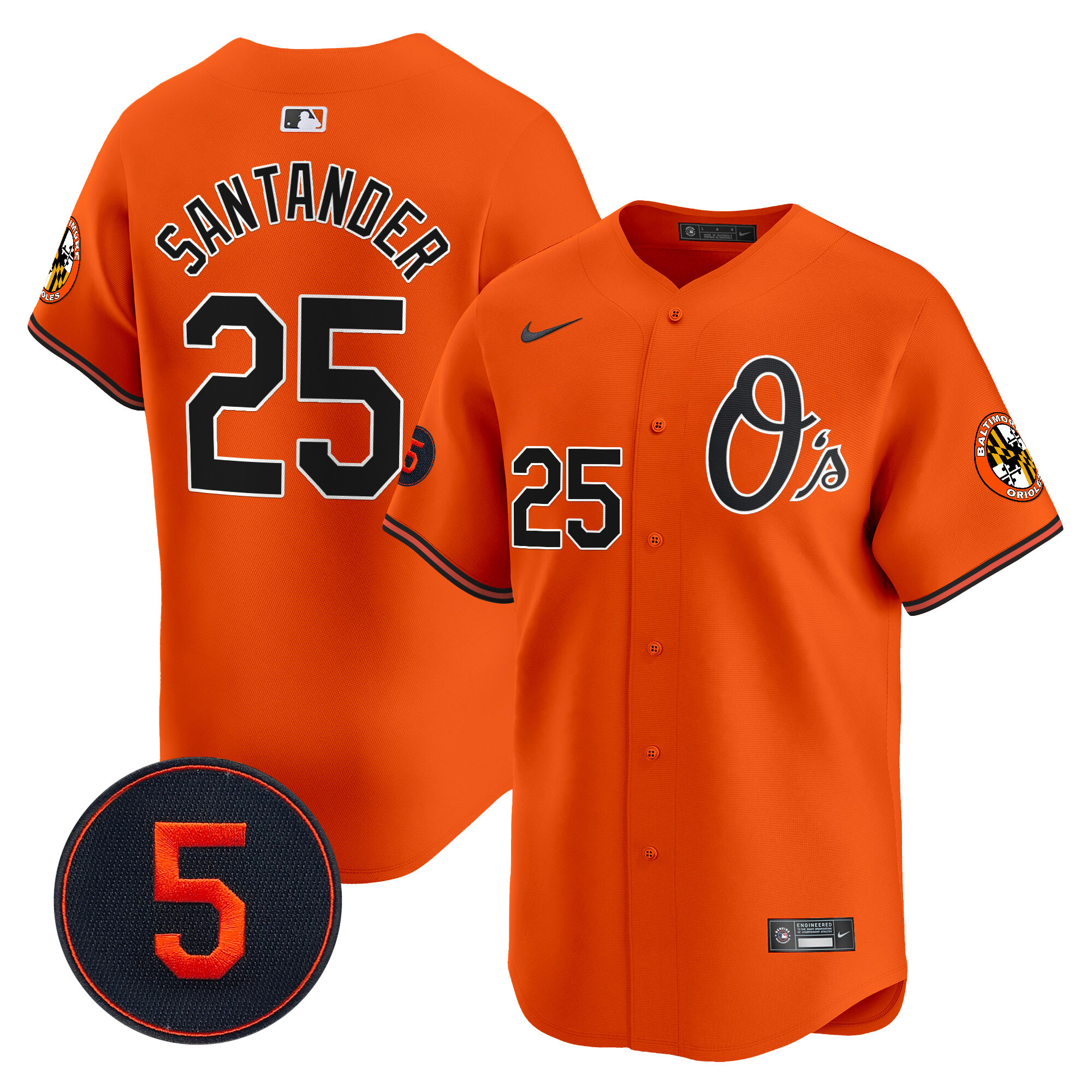 Men's Anthony Santander Baltimore Orioles Robinson Patch Vapor Premier Limited Orange Jersey V4 - All Stitched