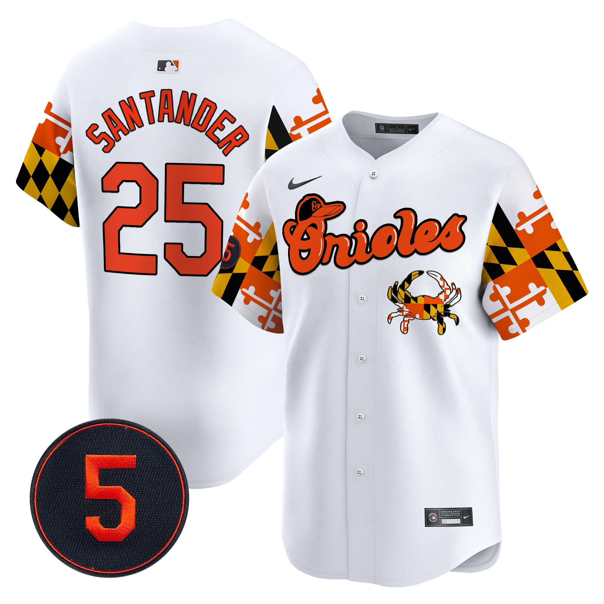 Men's Anthony Santander Baltimore Orioles Robinson Patch Vapor Premier Limited White Jersey V7 - All Stitched