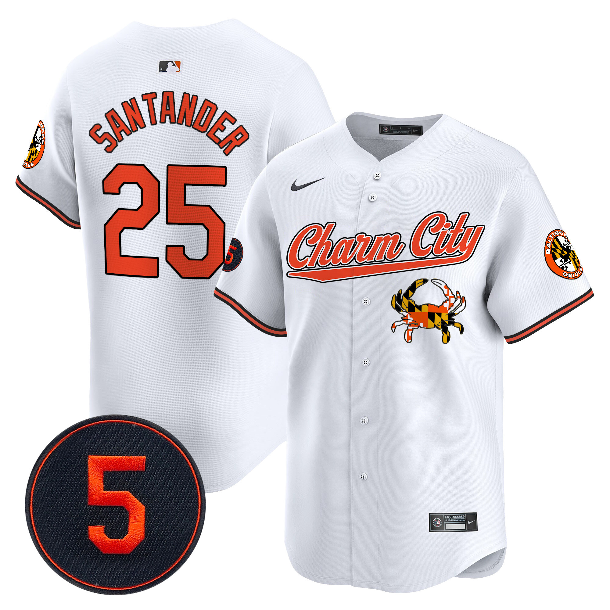 Men's Anthony Santander Baltimore Orioles Robinson Patch Vapor Premier Limited White Jersey V8 - All Stitched