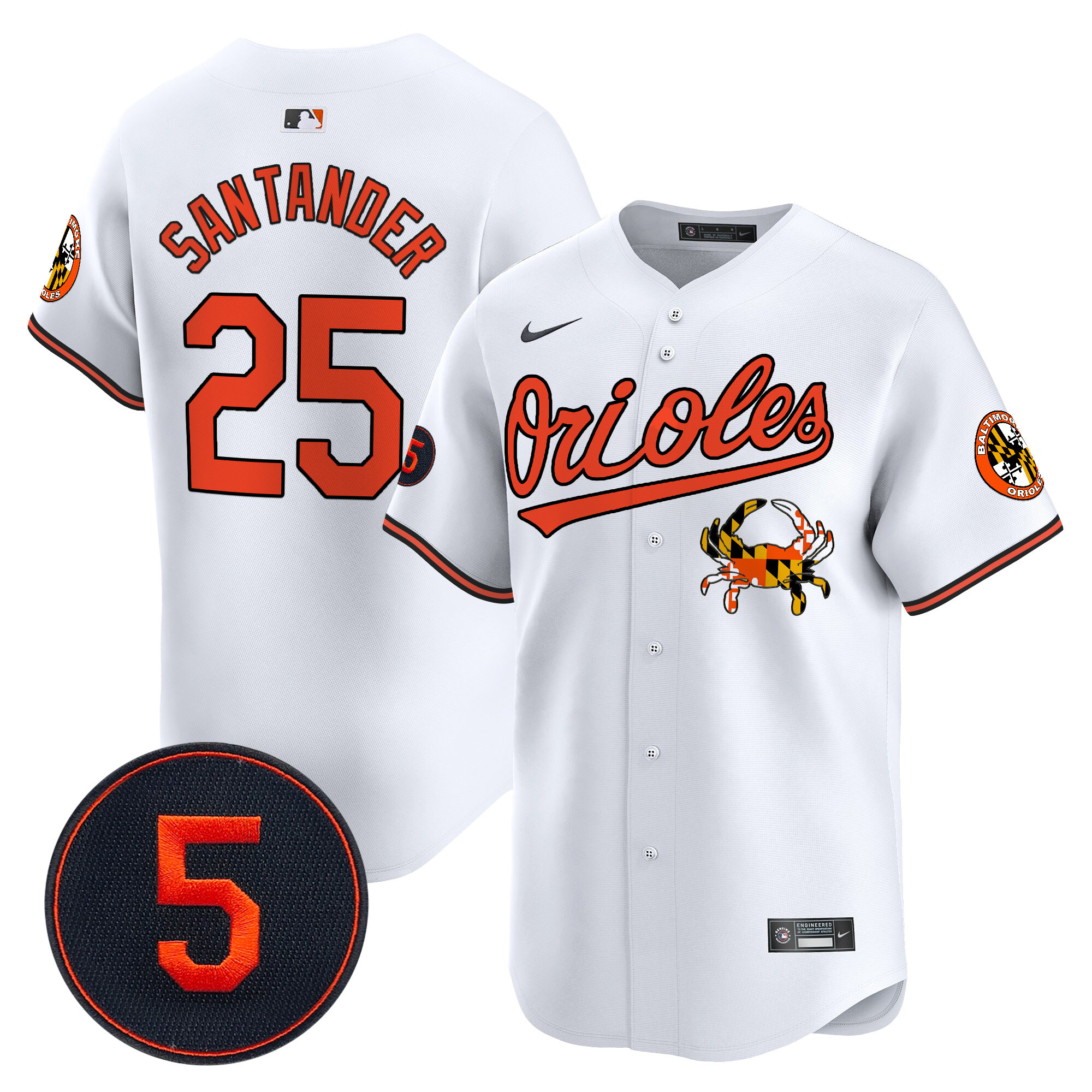 Men's Anthony Santander Baltimore Orioles Robinson Patch Vapor Premier Limited White Jersey V9 - All Stitched