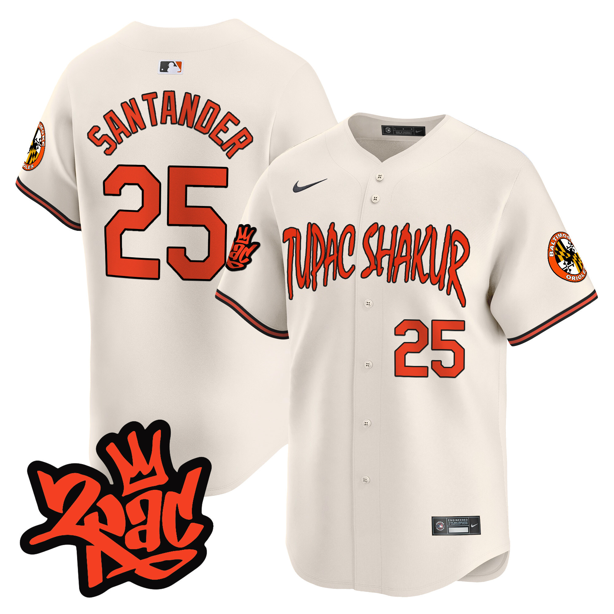 Men's Anthony Santander Baltimore Orioles Tupac Shakur Vapor Premier Limited Cream Jersey - All Stitched