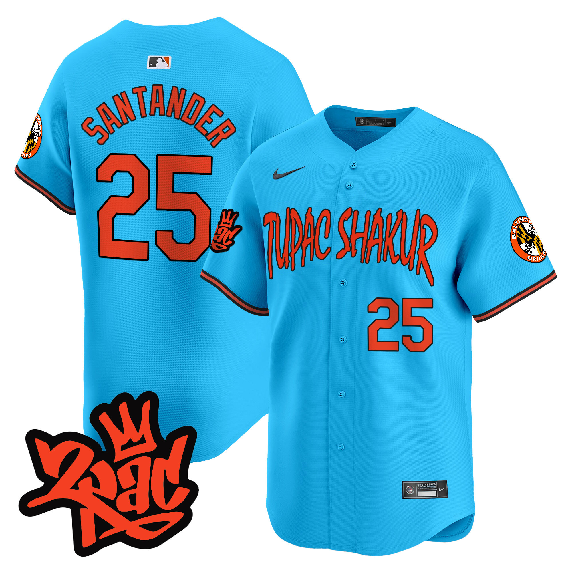 Men's Anthony Santander Baltimore Orioles Tupac Shakur Vapor Premier Limited Light Blue Jersey - All Stitched
