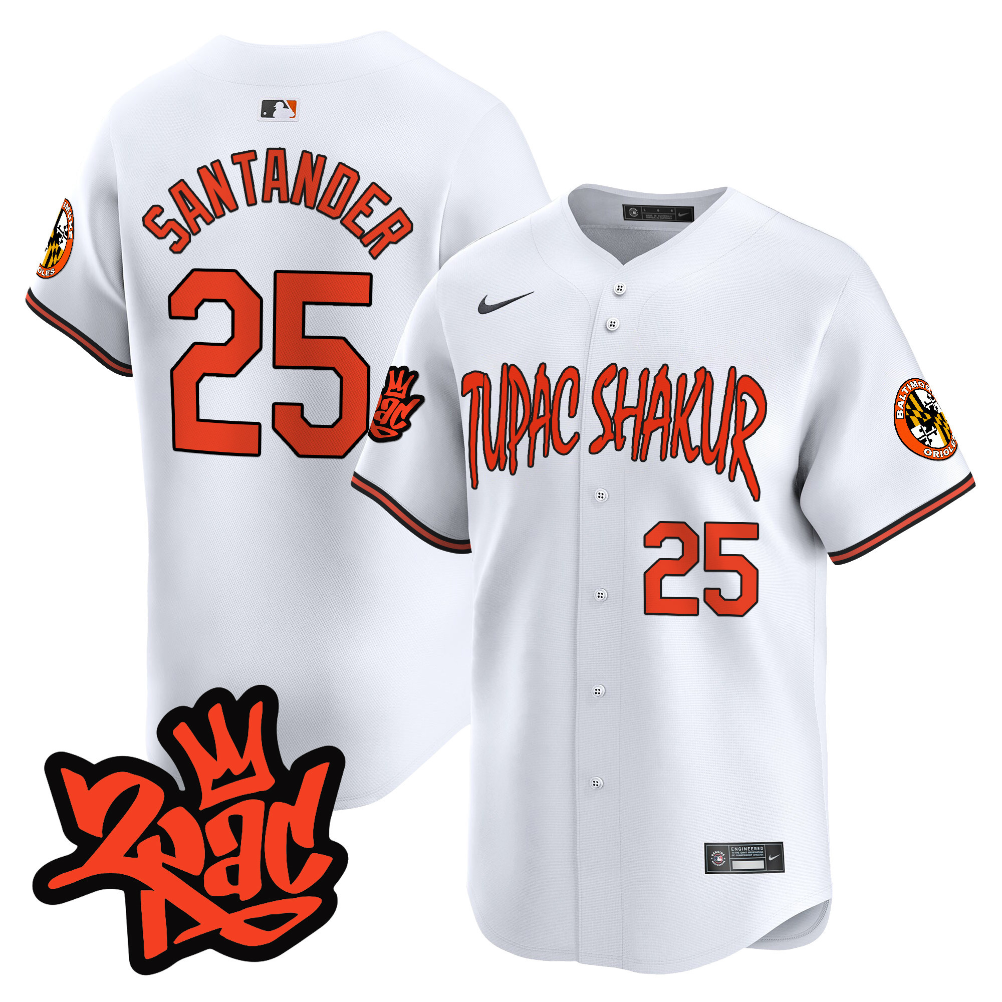 Men's Anthony Santander Baltimore Orioles Tupac Shakur Vapor Premier Limited White Jersey - All Stitched
