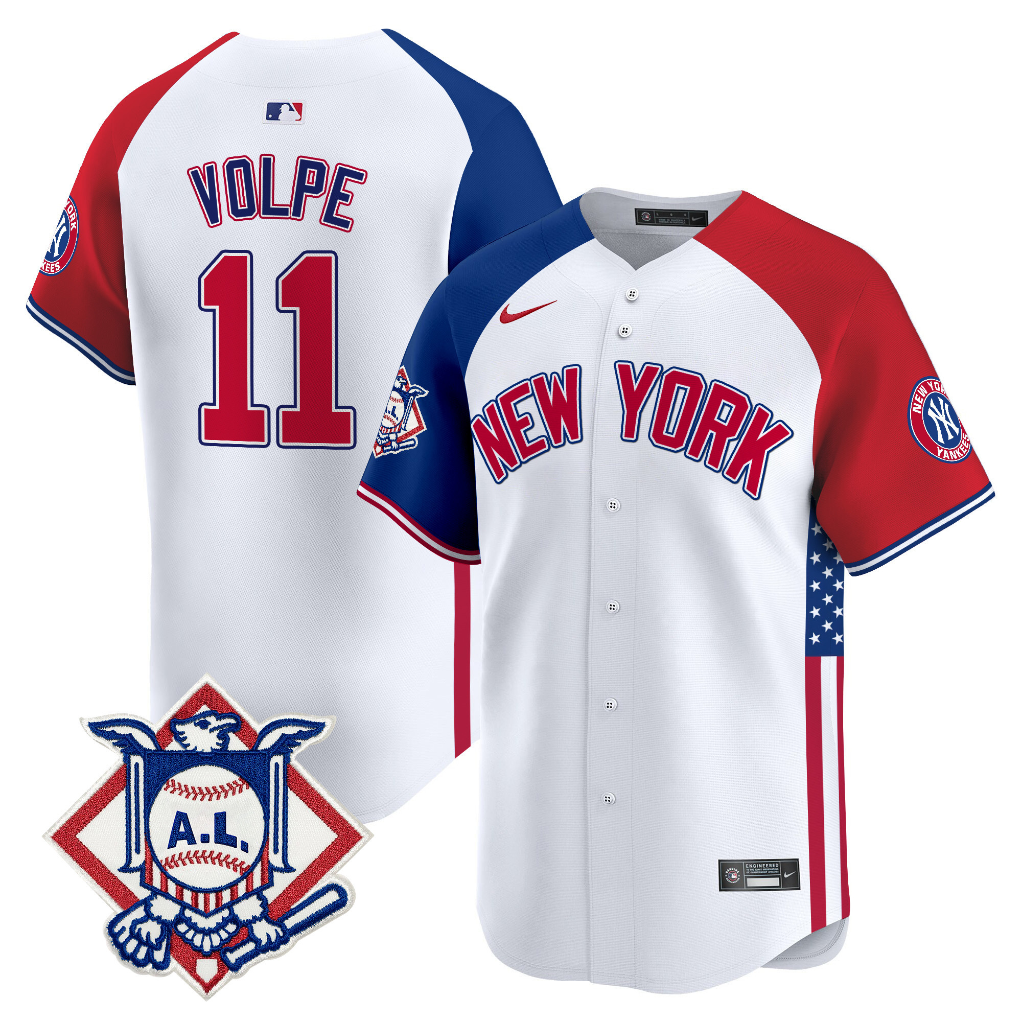 Men's Anthony Volpe New York Yankees 2024 Fourth of July Vapor Premier Limited Alternate Jersey V8 - All Stitched
