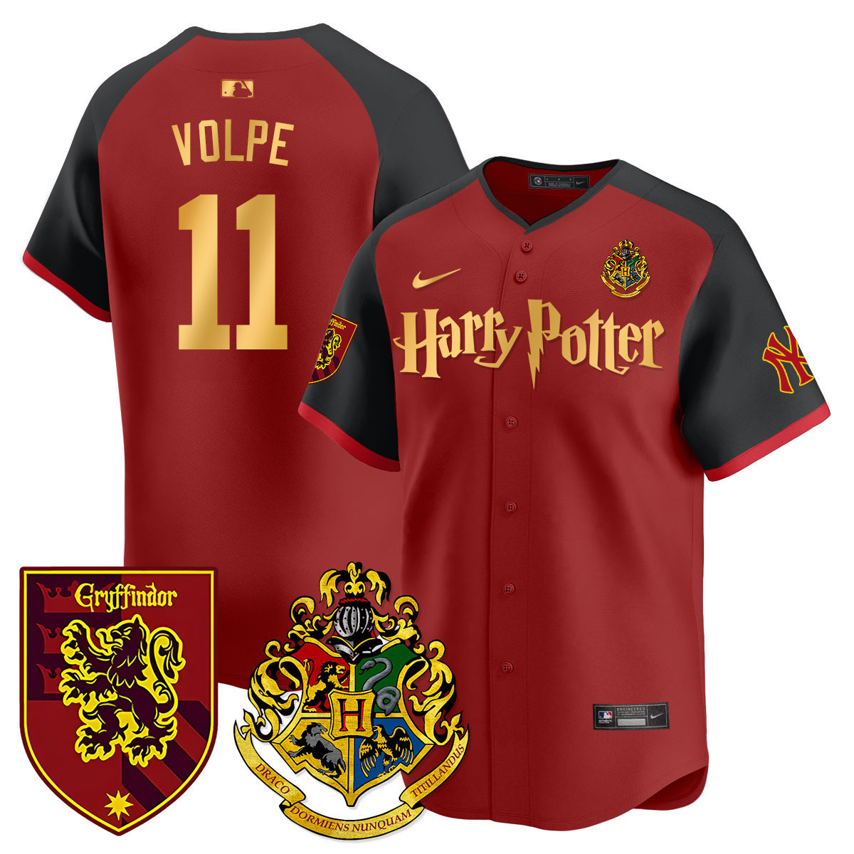 Men's Anthony Volpe New York Yankees 2024 Harry Potter Vapor Premier Limited Griffindor Jersey - Printed