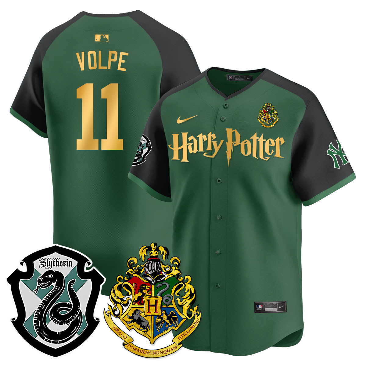 Men's Anthony Volpe New York Yankees 2024 Harry Potter Vapor Premier Limited Slytherin Jersey - Printed