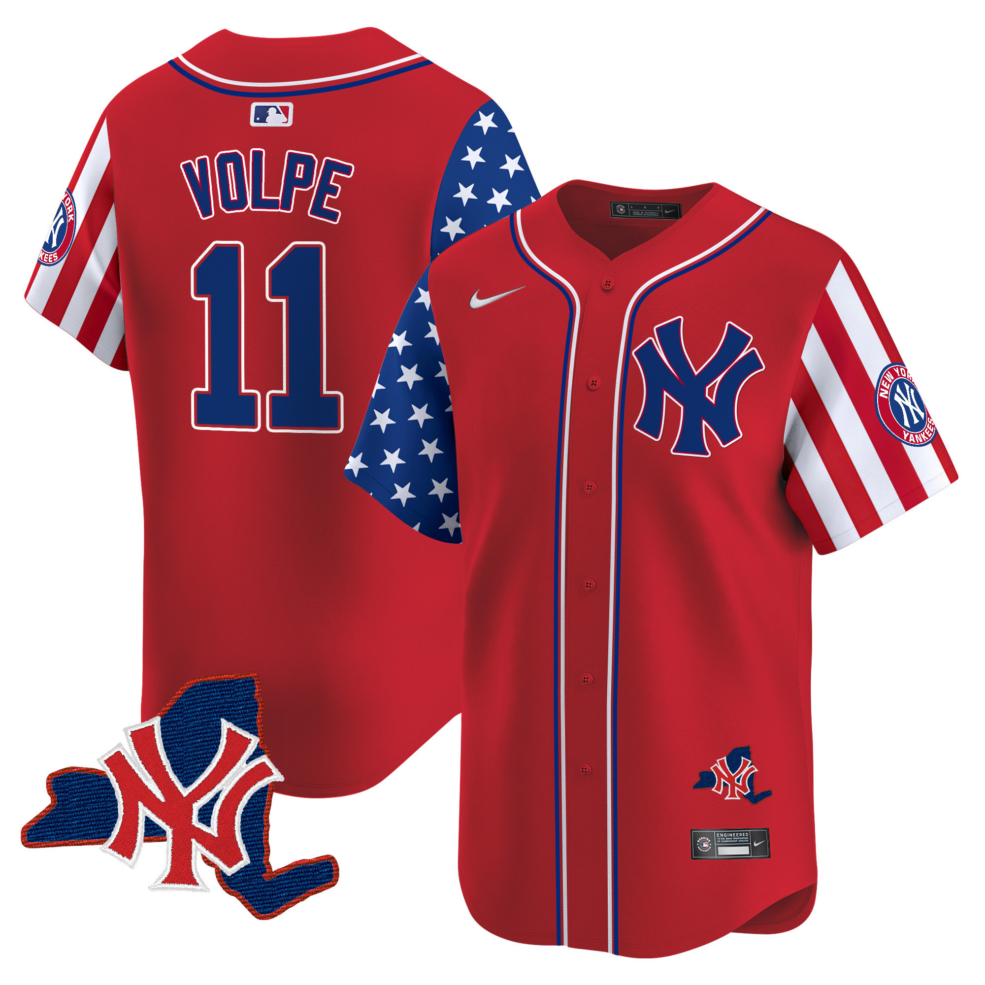 Men's Anthony Volpe New York Yankees 2024 Independence Day Vapor Premier Limited Red Jersey V2 - All Stitched