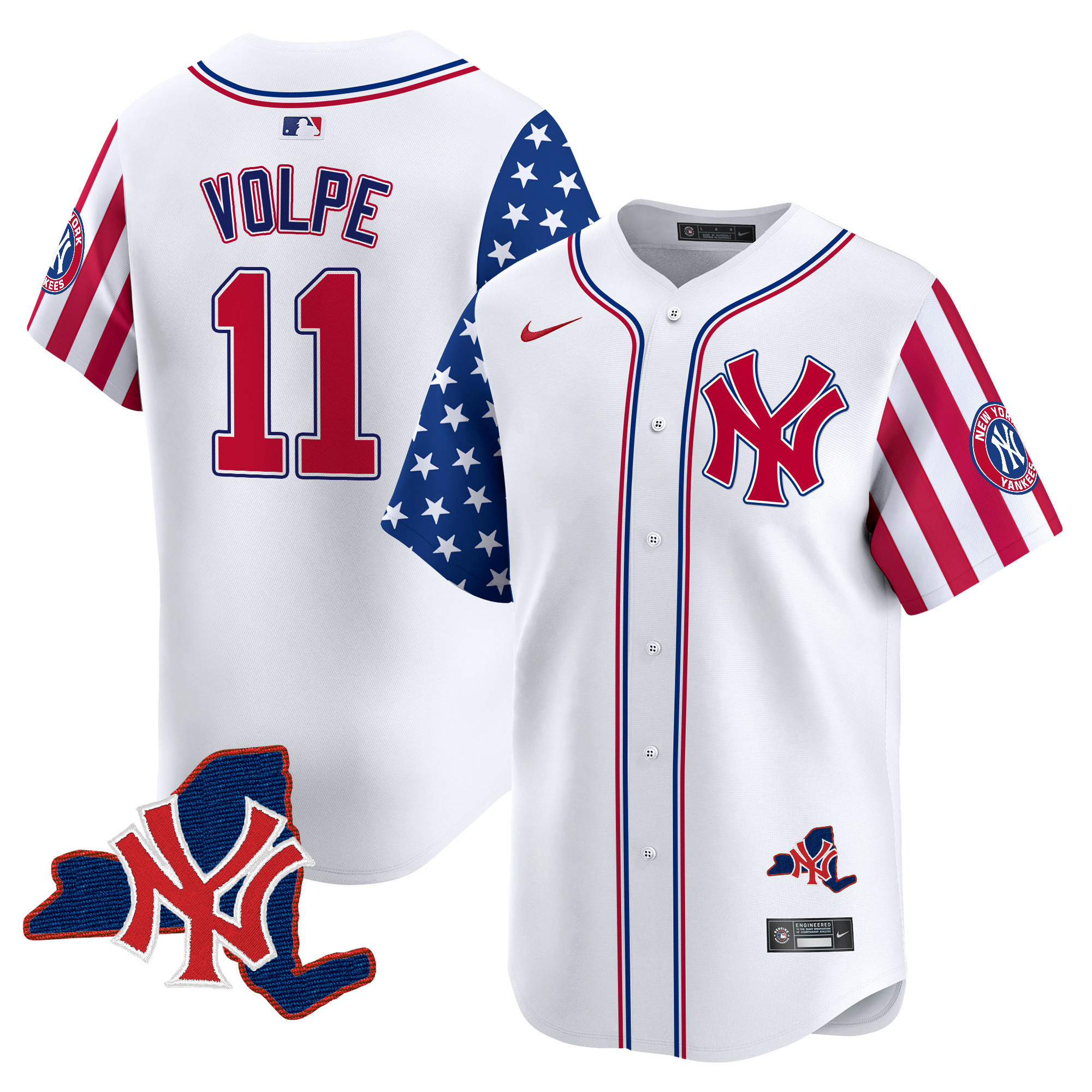 Men's Anthony Volpe New York Yankees 2024 Independence Day Vapor Premier Limited White Jersey V2 - All Stitched