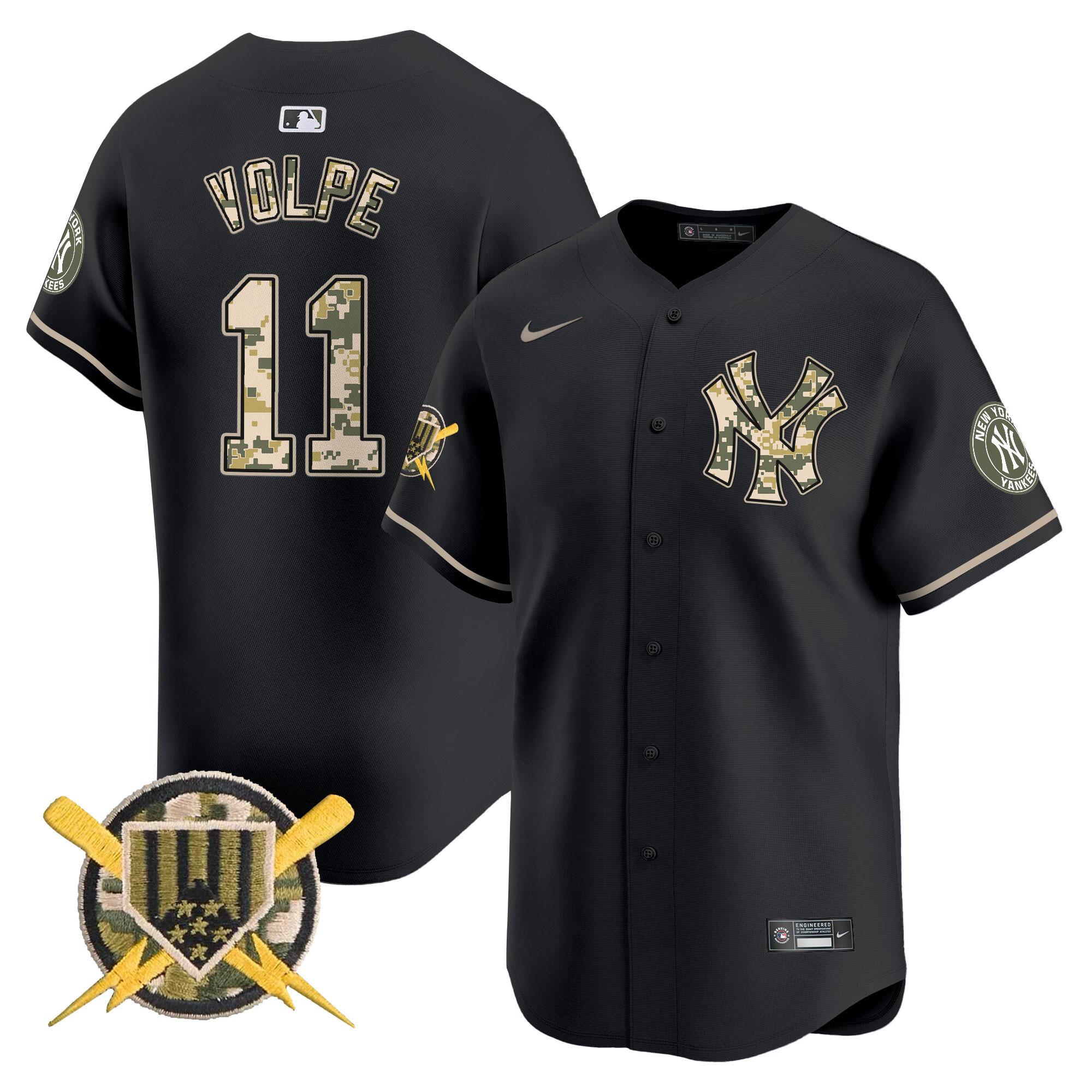 Men's Anthony Volpe New York Yankees Armed Forces Day Vapor Premier Limited Black Jersey - All Stitched