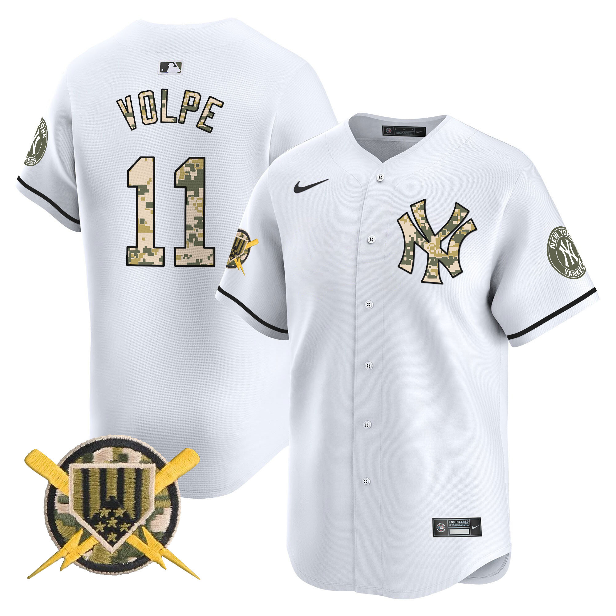 Men's Anthony Volpe New York Yankees Armed Forces Day Vapor Premier Limited White Jersey - All Stitched
