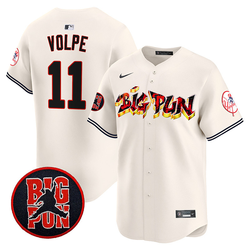 Men's Anthony Volpe New York Yankees Big Pun Vapor Premier Limited Cream Jersey - All Stitched