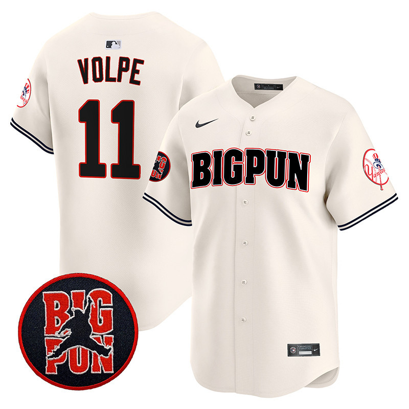 Men's Anthony Volpe New York Yankees Big Pun Vapor Premier Limited Cream Jersey V2 - All Stitched