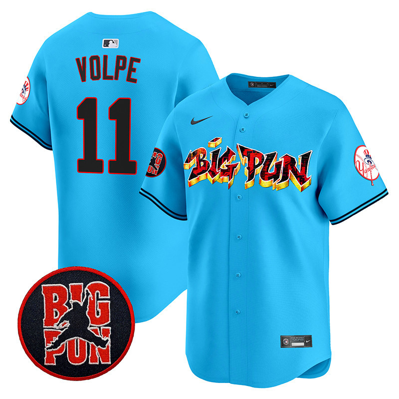 Men's Anthony Volpe New York Yankees Big Pun Vapor Premier Limited Light Blue Jersey - All Stitched