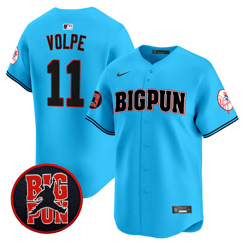 Men's Anthony Volpe New York Yankees Big Pun Vapor Premier Limited Light Blue Jersey V2 - All Stitched