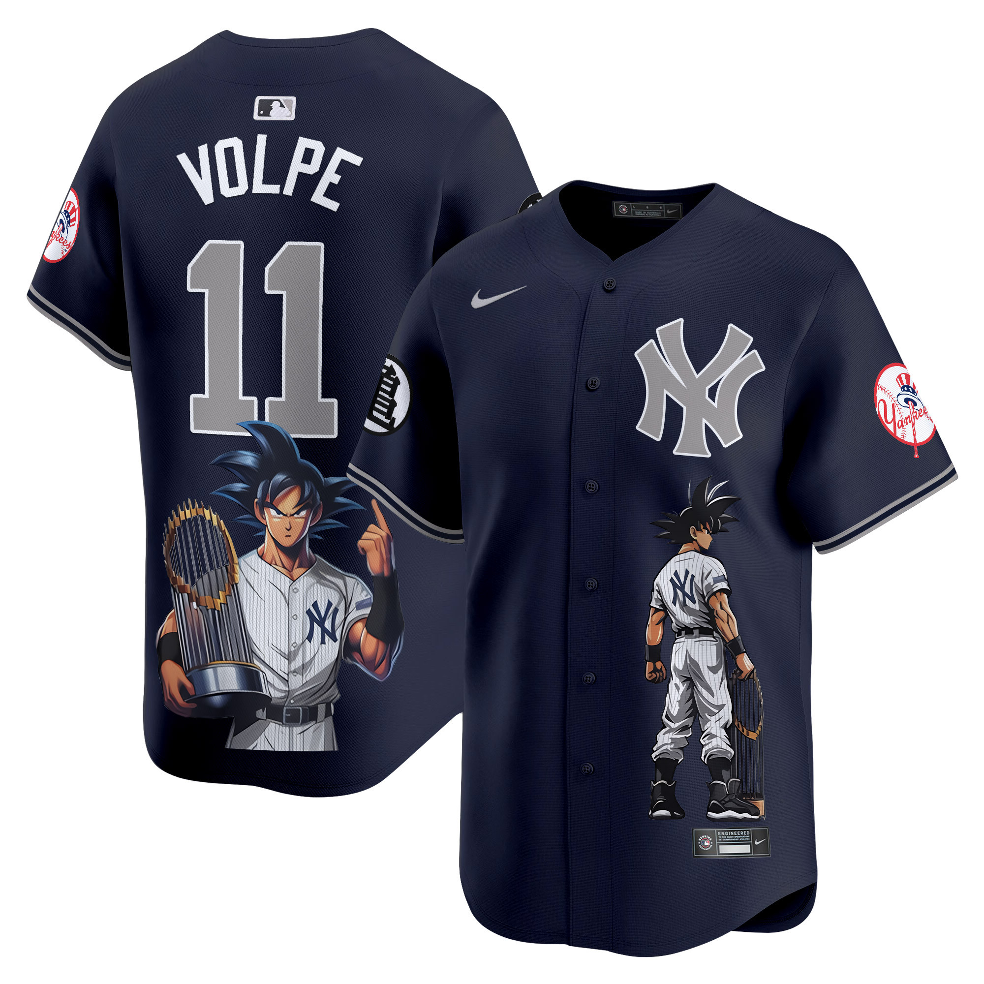 Men's Anthony Volpe New York Yankees Dragon Ball Son Goku Vapor Premier Limited Alternate Jersey - Printed