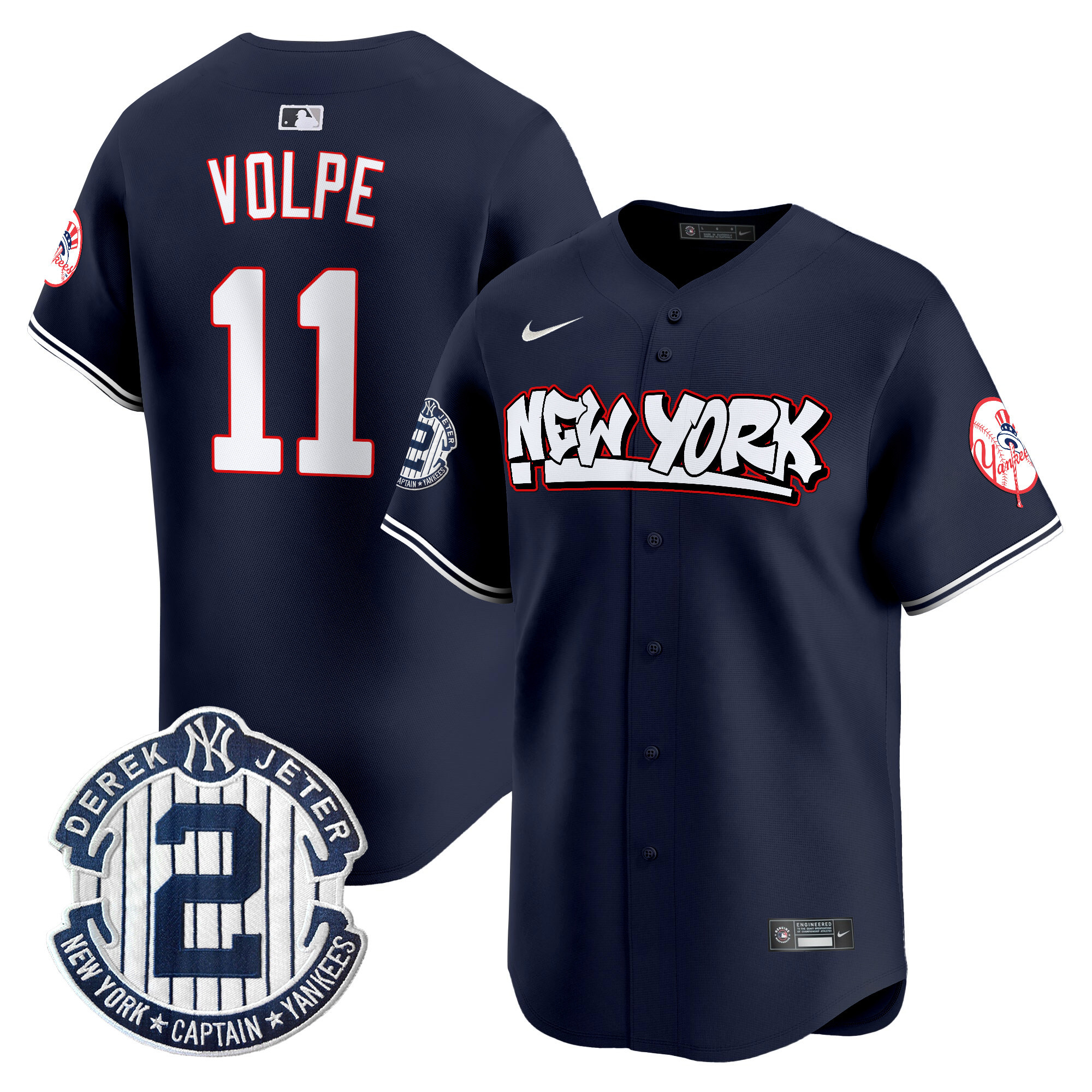 Men's Anthony Volpe New York Yankees Graffiti Vapor Premier Limited Navy Jersey V2 - All Stitched