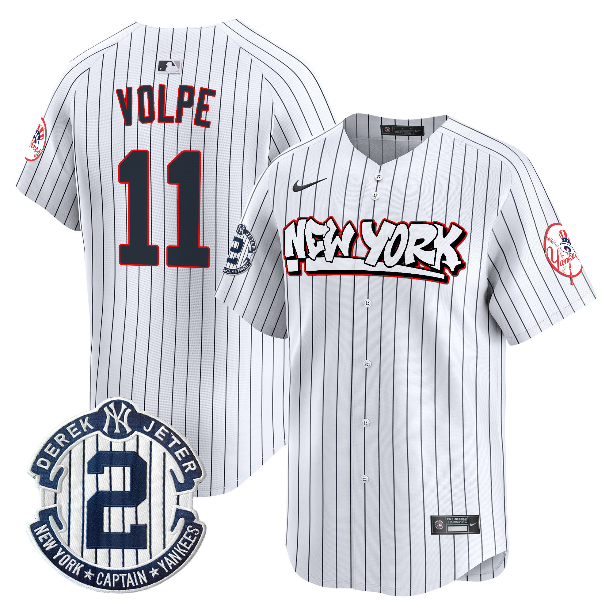 Men's Anthony Volpe New York Yankees Graffiti Vapor Premier Limited Pinstripe Jersey V2 - All Stitched