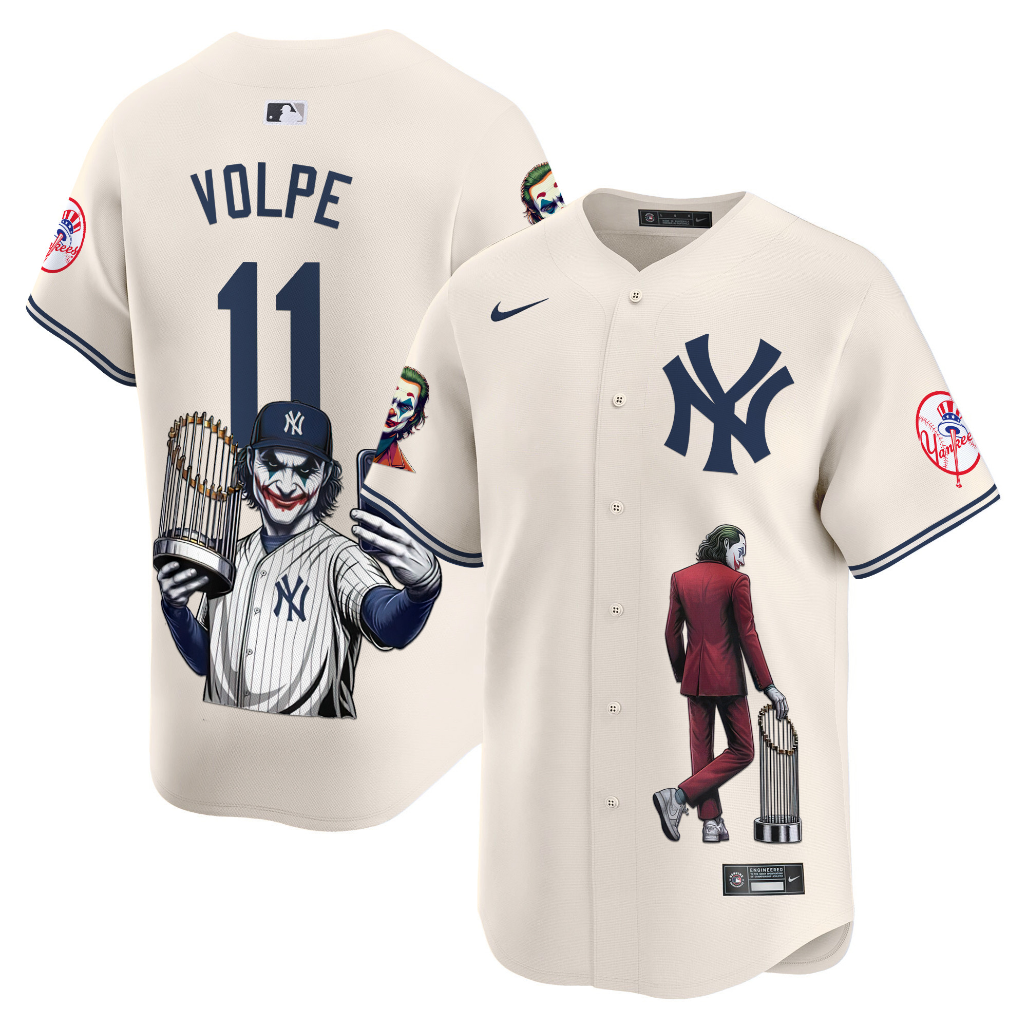 Men's Anthony Volpe New York Yankees Joker Vapor Premier Limited Cream Jersey - Printed