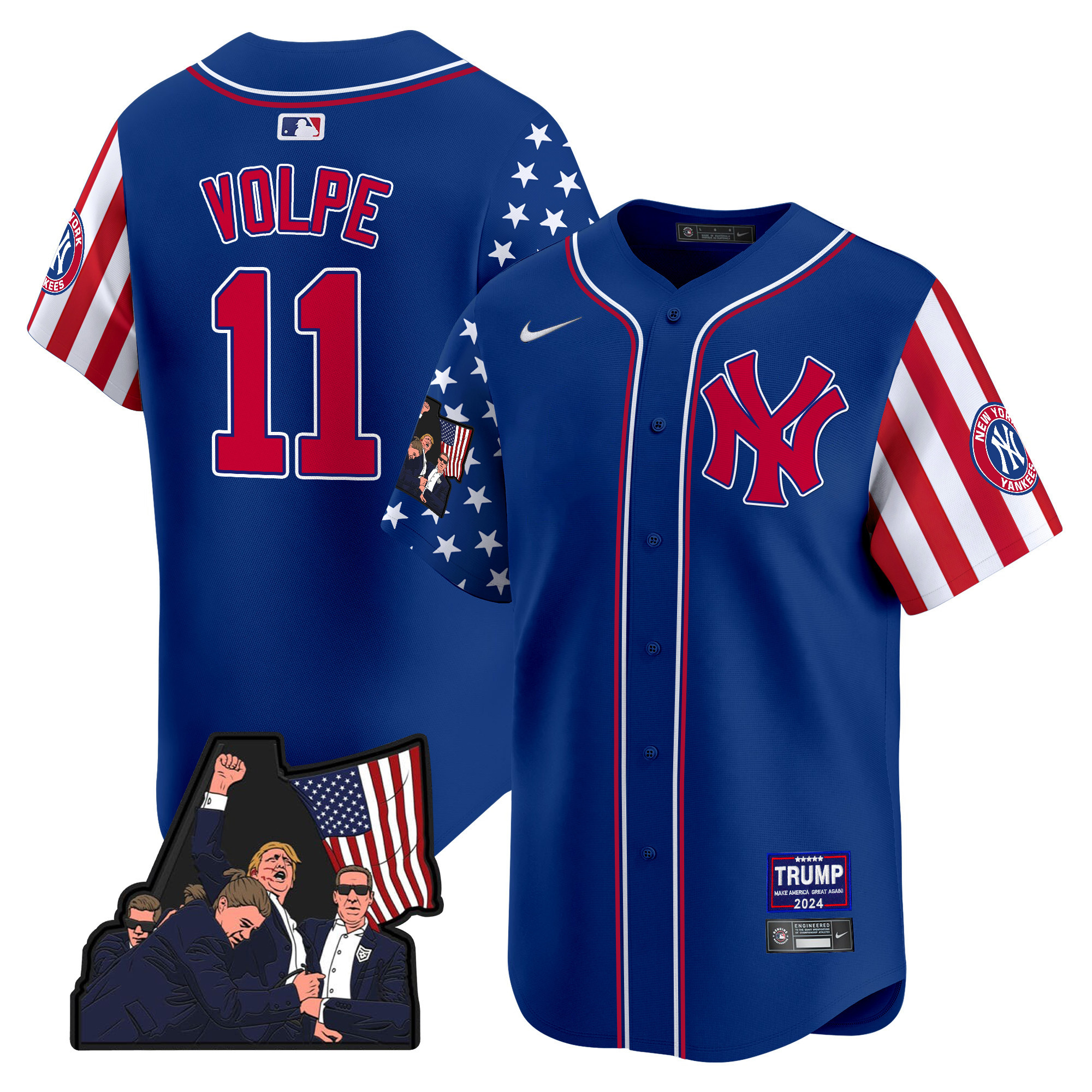 Men's Anthony Volpe New York Yankees Make American Great Again Vapor Premier Limited Royal Jersey - All Stitched