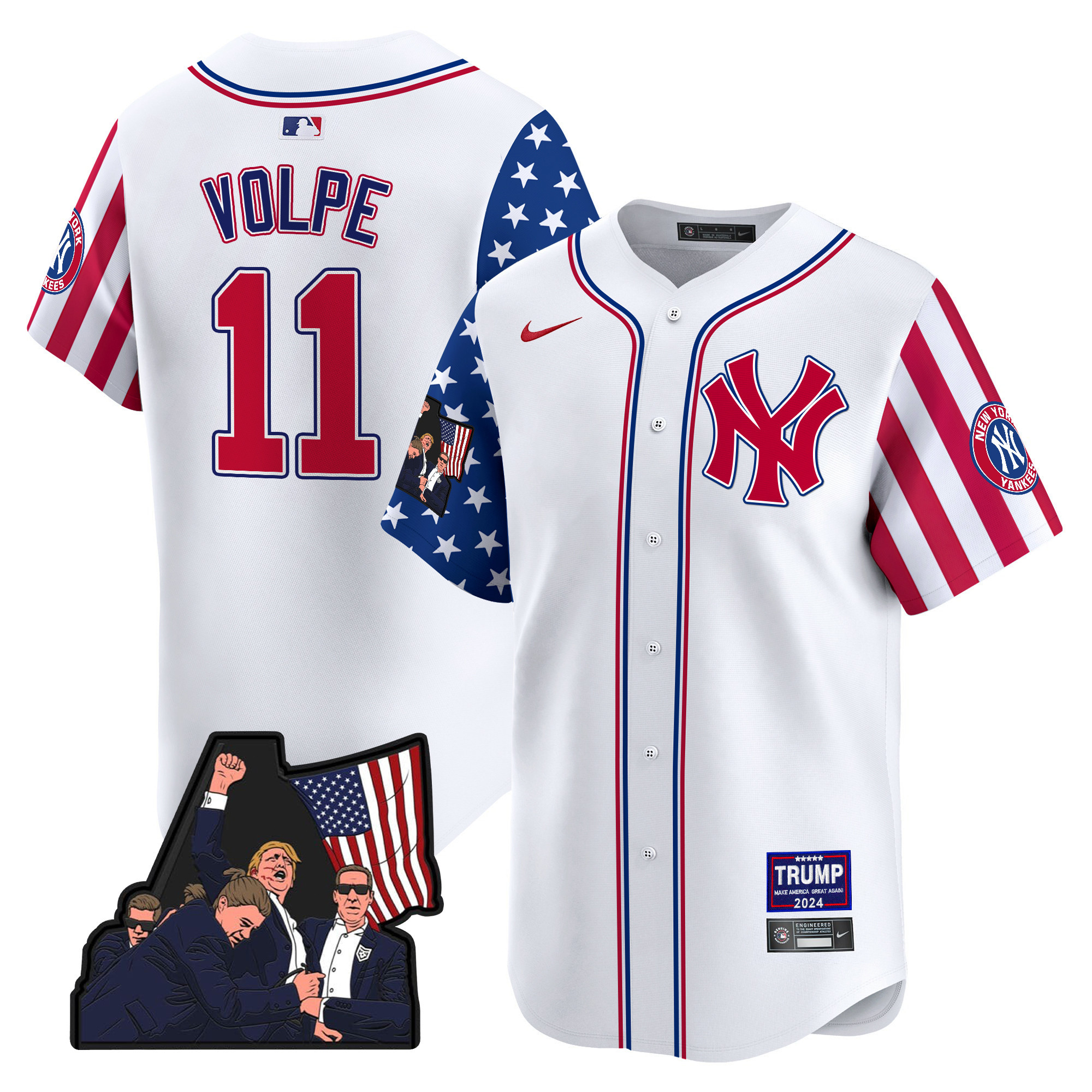 Men's Anthony Volpe New York Yankees Make American Great Again Vapor Premier Limited White Jersey - All Stitched