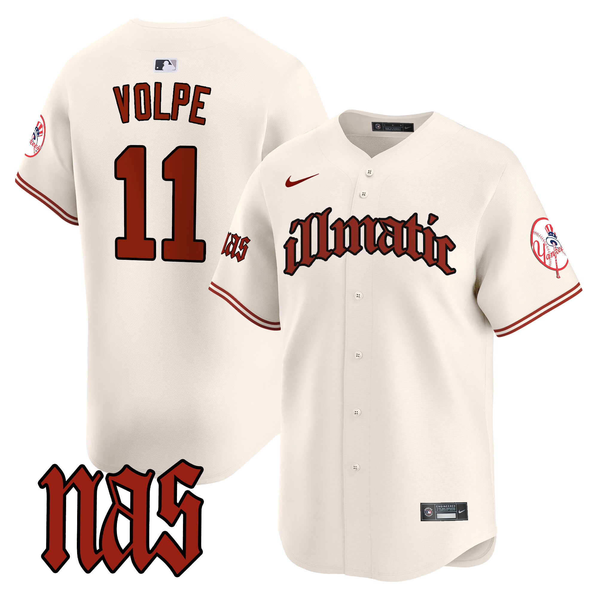 Men's Anthony Volpe New York Yankees Nas Illmatic Vapor Premier Limited Cream Jersey - All Stitched